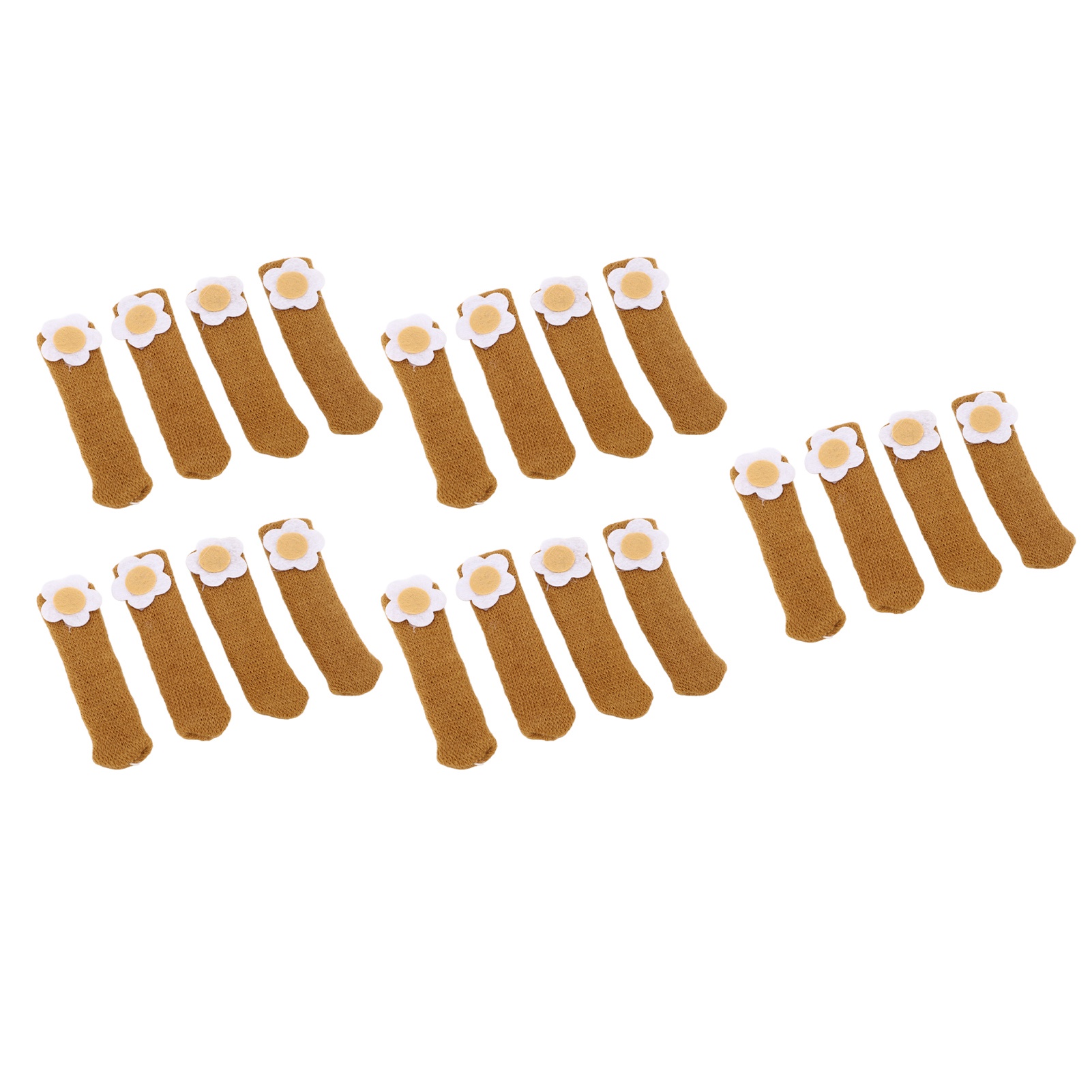 20 Stuhlbeinschoner, Verdickte Tischfußabdeckungen, Hochelastische Stuhlbeinschoner, Möbelkappen-set Für Hartholzböden, Kleines Blumenmuster, Kamelfarben