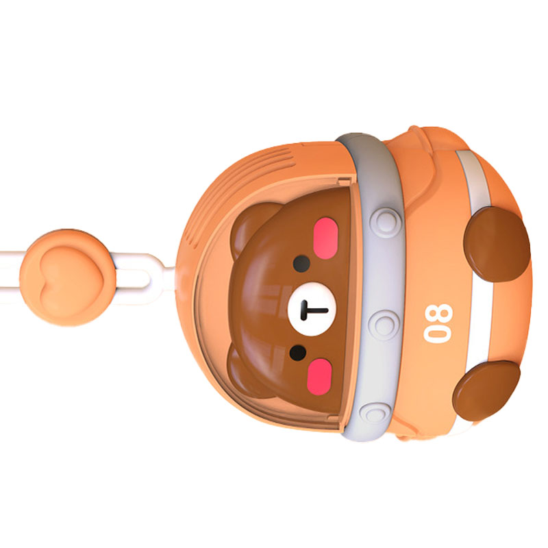 Nackenventilator, Usb-aufladbar, Tragbar, Niedliches Cartoon-tiermotiv, 3 Geschwindigkeitsstufen, Elektrischer Kleiner Ventilator, Braun