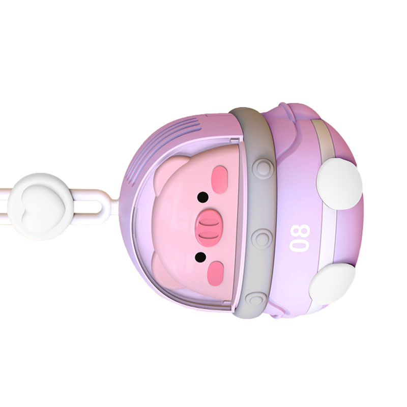 Nackenventilator, Usb-anschluss, Wiederaufladbar, Tragbar, Niedliches Cartoon-tiermotiv, 3 Geschwindigkeitsstufen, Elektrischer Kleiner Ventilator, Lila