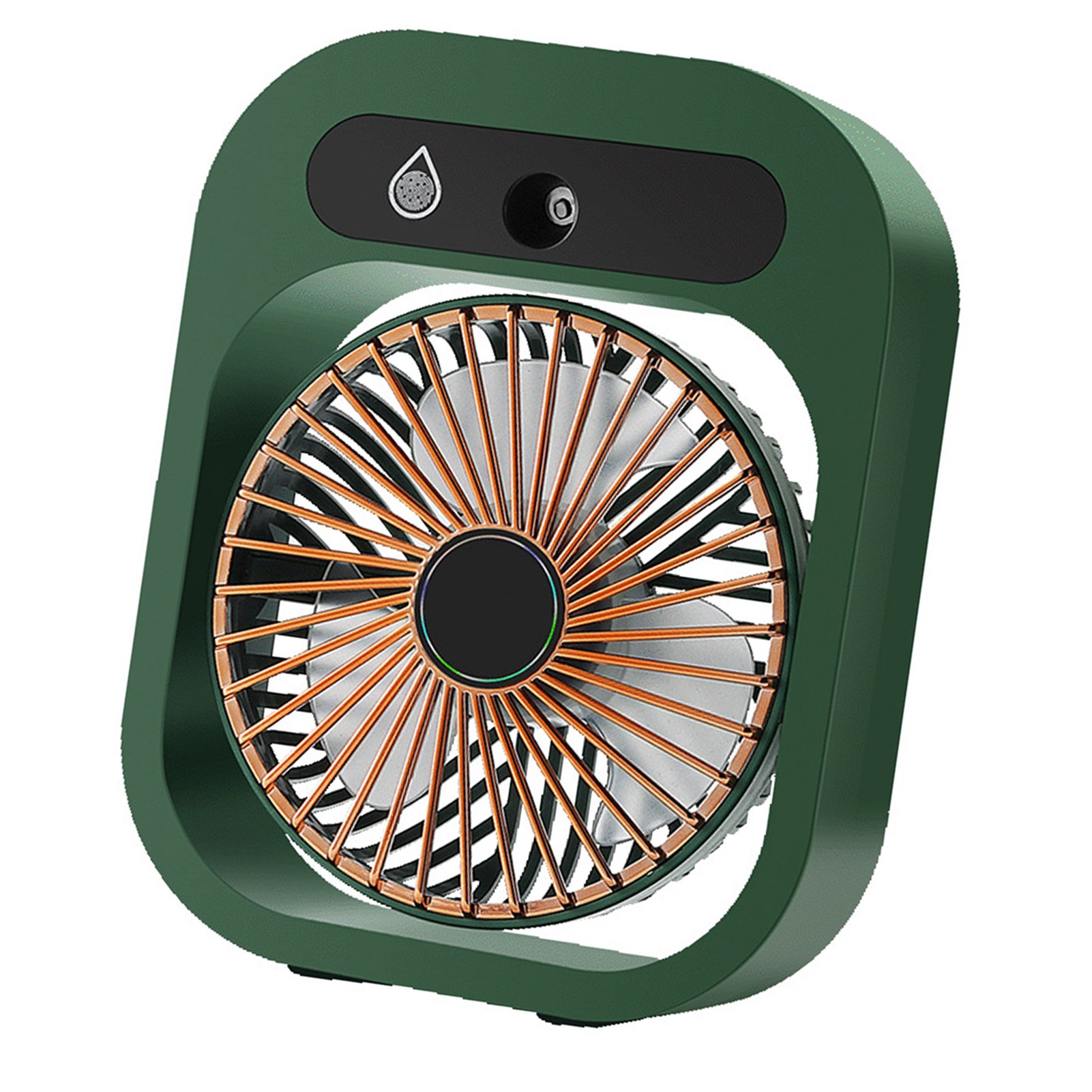 Tischventilator Mit Sprühnebel, 3 Windstufen, Kühlende Turbinenflügel, Kleiner, Leiser Ventilator, Usb-aufladbar, Grün
