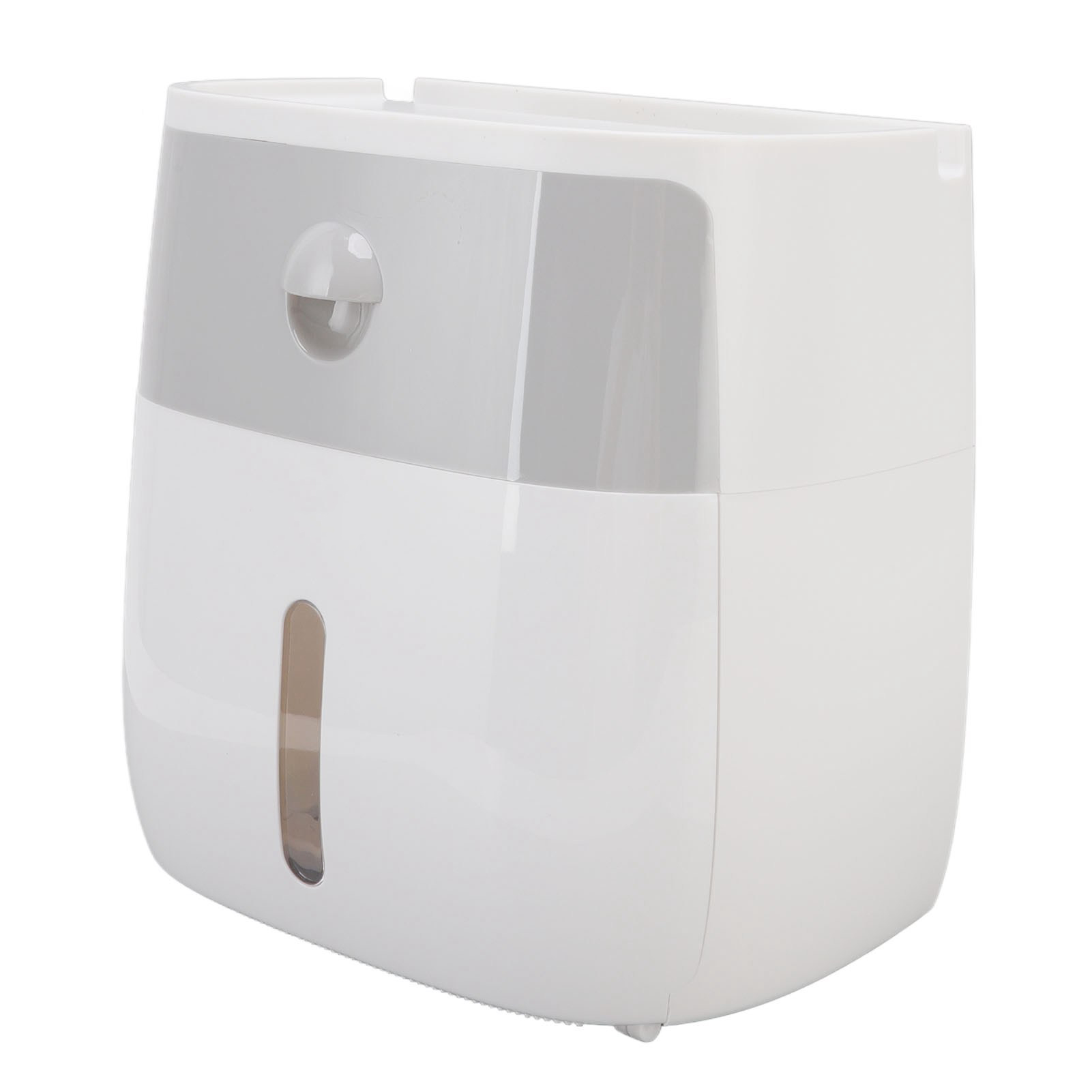 Wandmontierter Toilettenpapierhalter, Wasserdichte Rollenaufbewahrungsbox Mit Druckknopf, Grau-weiß