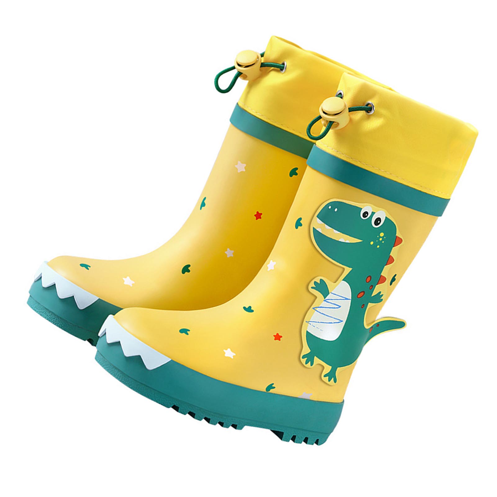 Kinder-regenstiefel, Rutschfest, Mit Dinosaurier-motiv, Wasserdicht, Aus Gummi, Hohe Regenschuhe Für Jungen Und Mädchen, Gelb-grün, Größe 26