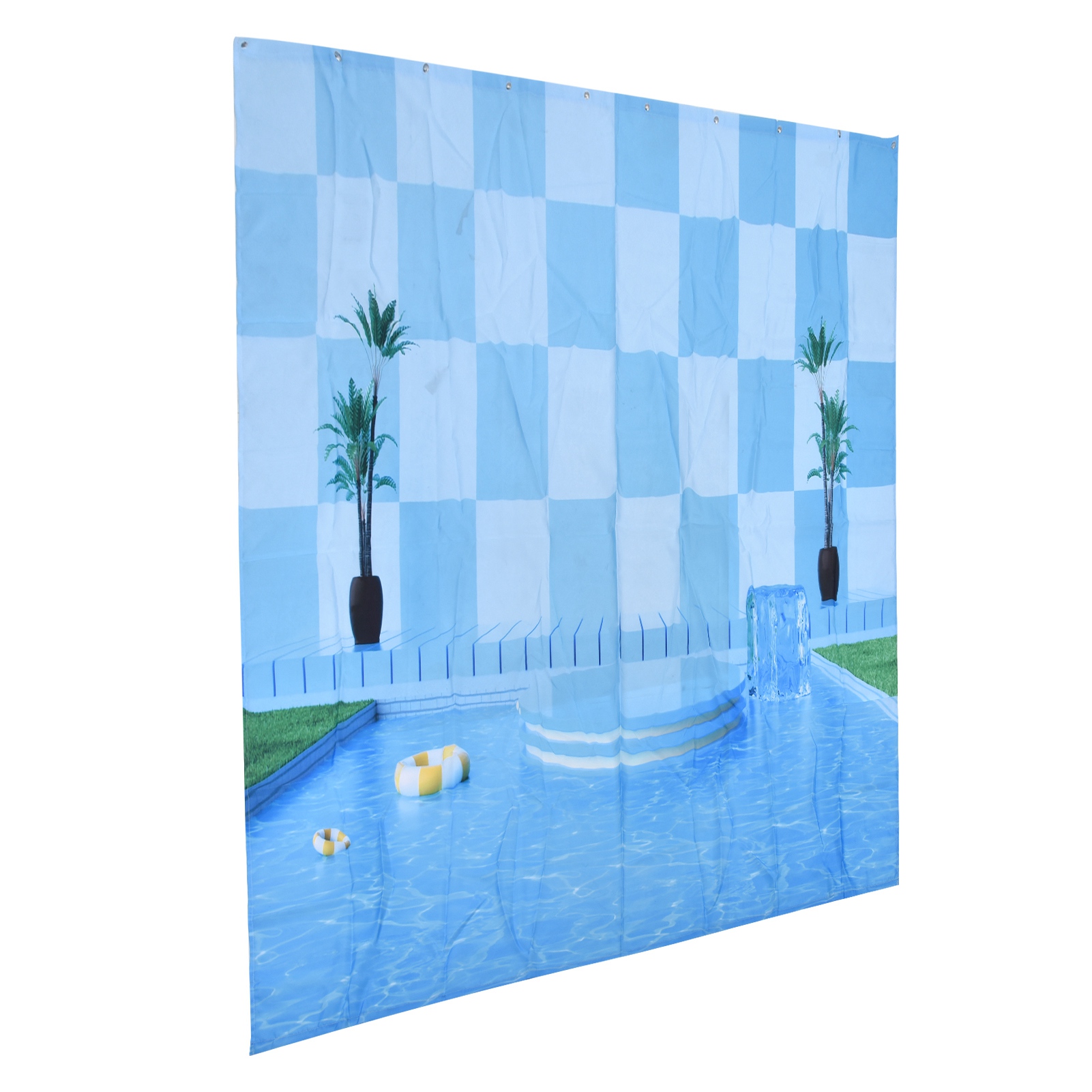 Wasserdichter Duschvorhang, Duschvorhang Für Badezimmerdekoration, Sommer, Pool, 70,9 X 70,9 Zoll