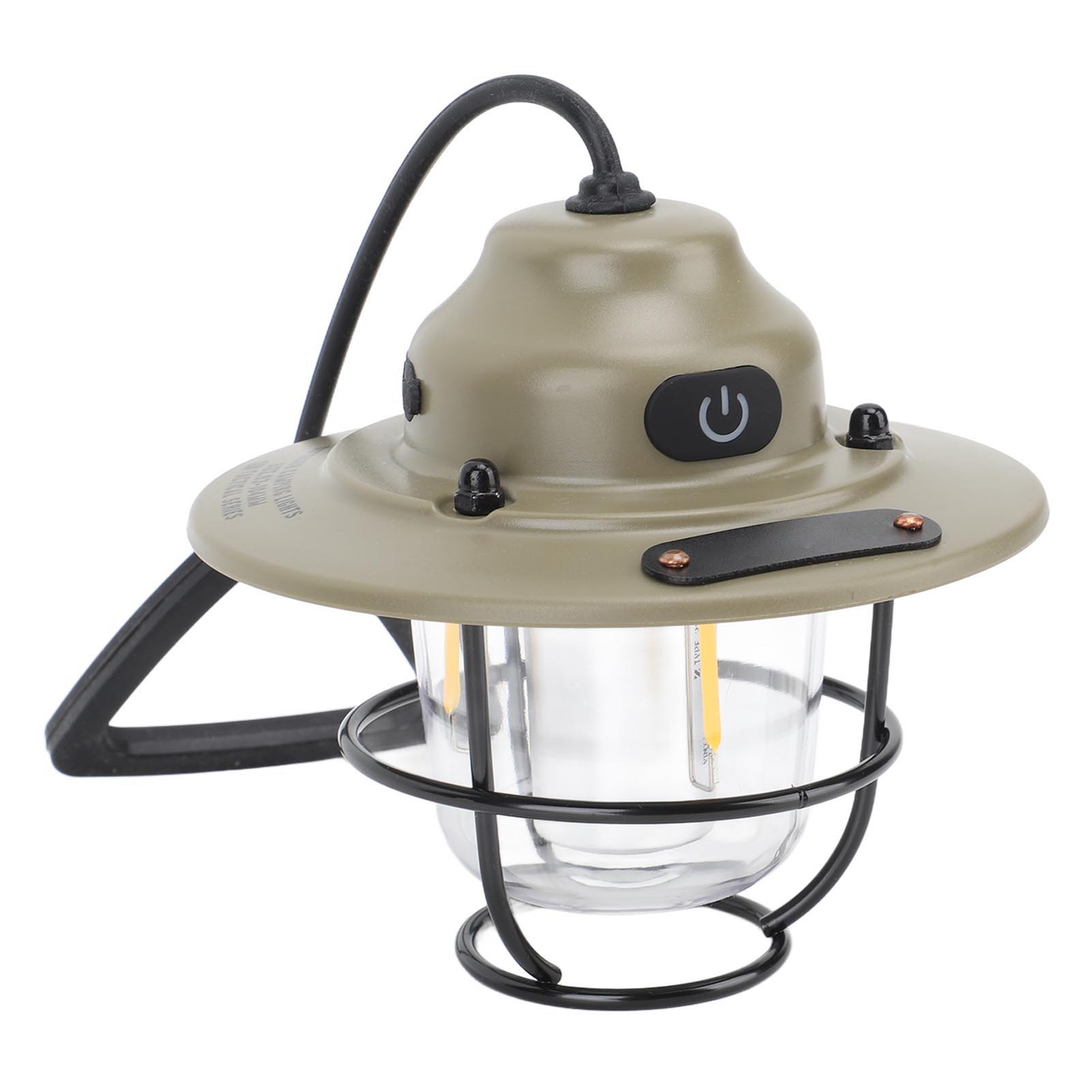 Wasserdichte Led-campinglaterne, 1200 Mah, 2,0 W, Stufenlos Dimmbar, Vintage-stil, Wiederaufladbar, Ideal Zum Wandern Und Angeln, Grün