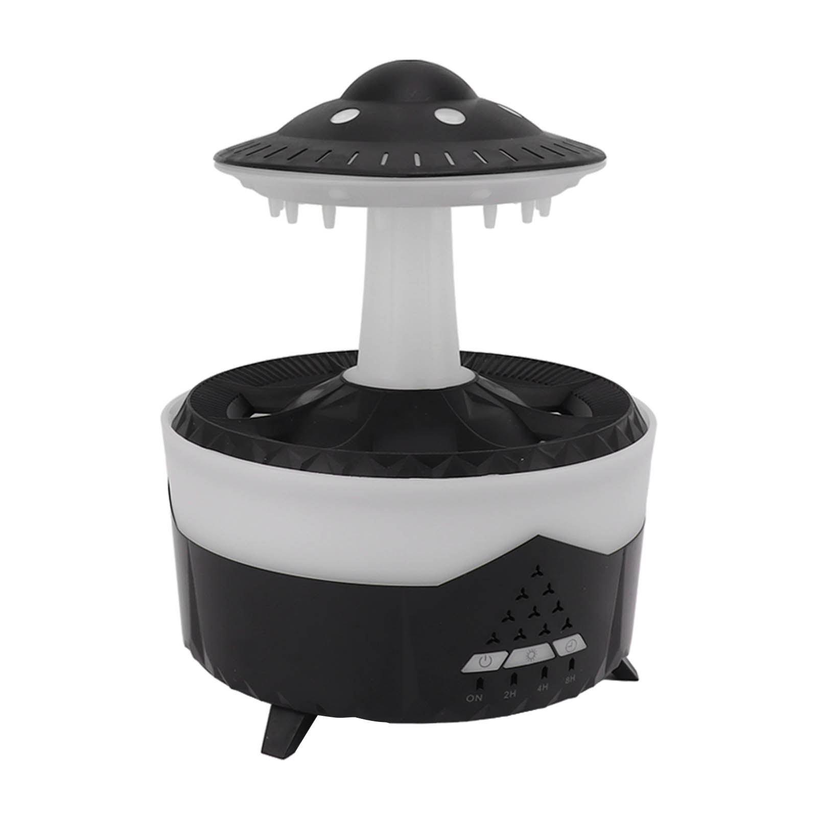Ufo-regentropfen-luftbefeuchter Mit Bunten Lichtern, Fernbedienung, Timer, Aromafunktion, 100–240 V, Schwarzer Eu-stecker