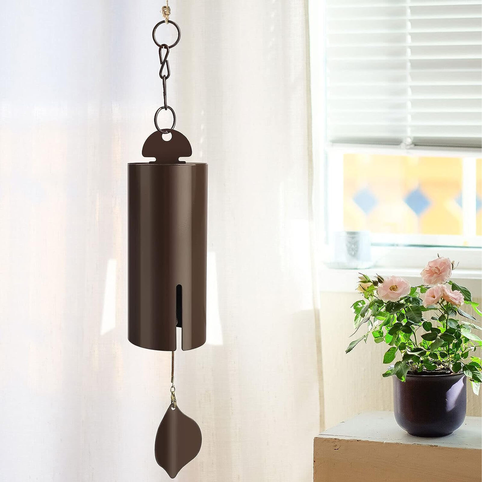 Windspiel Im Antiken Blattdesign, Retro-stil, Metall, Zum Aufhängen, Heimdekoration, Garten