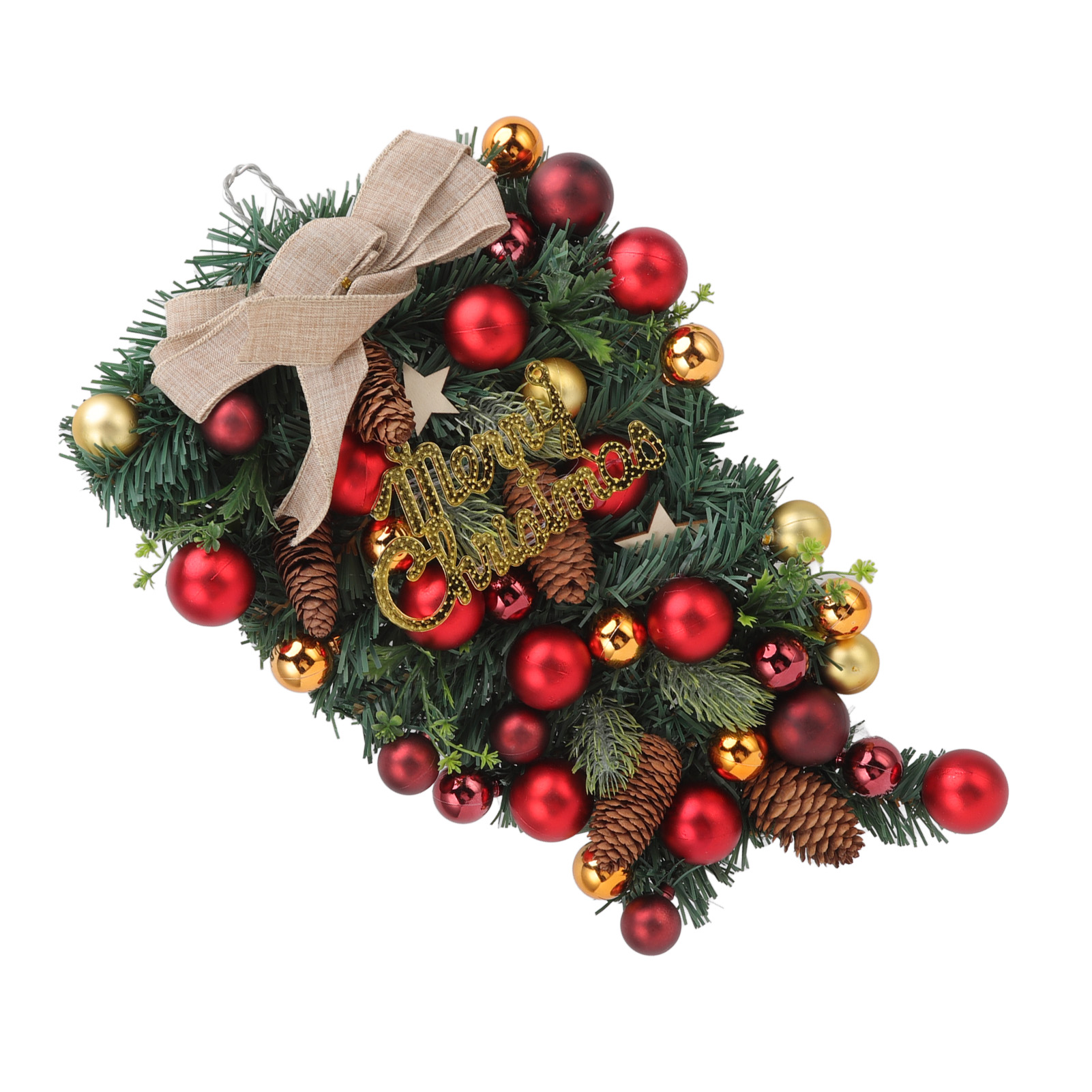 Künstlicher, Handgefertigter, Farbechter Weihnachtsschmuck In Form Eines Umgedrehten Baumes Für Kamin, Fenster Oder Wand