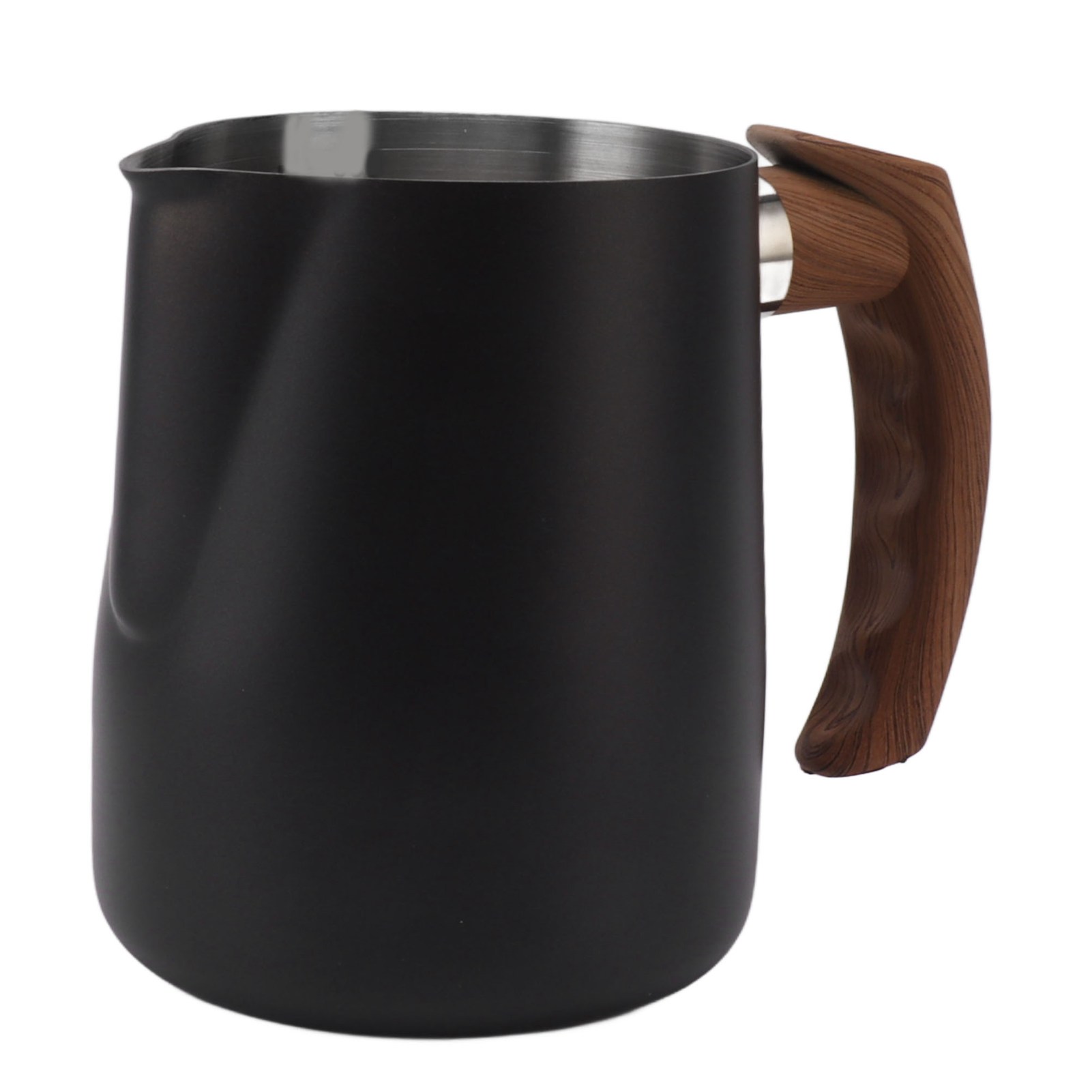 Milchaufschäumbecher Mit Innenskala, Edelstahl 304, Tropffreier Ausguss, Kaffeekännchen Mit Griff, Mattschwarz, 1000 Ml