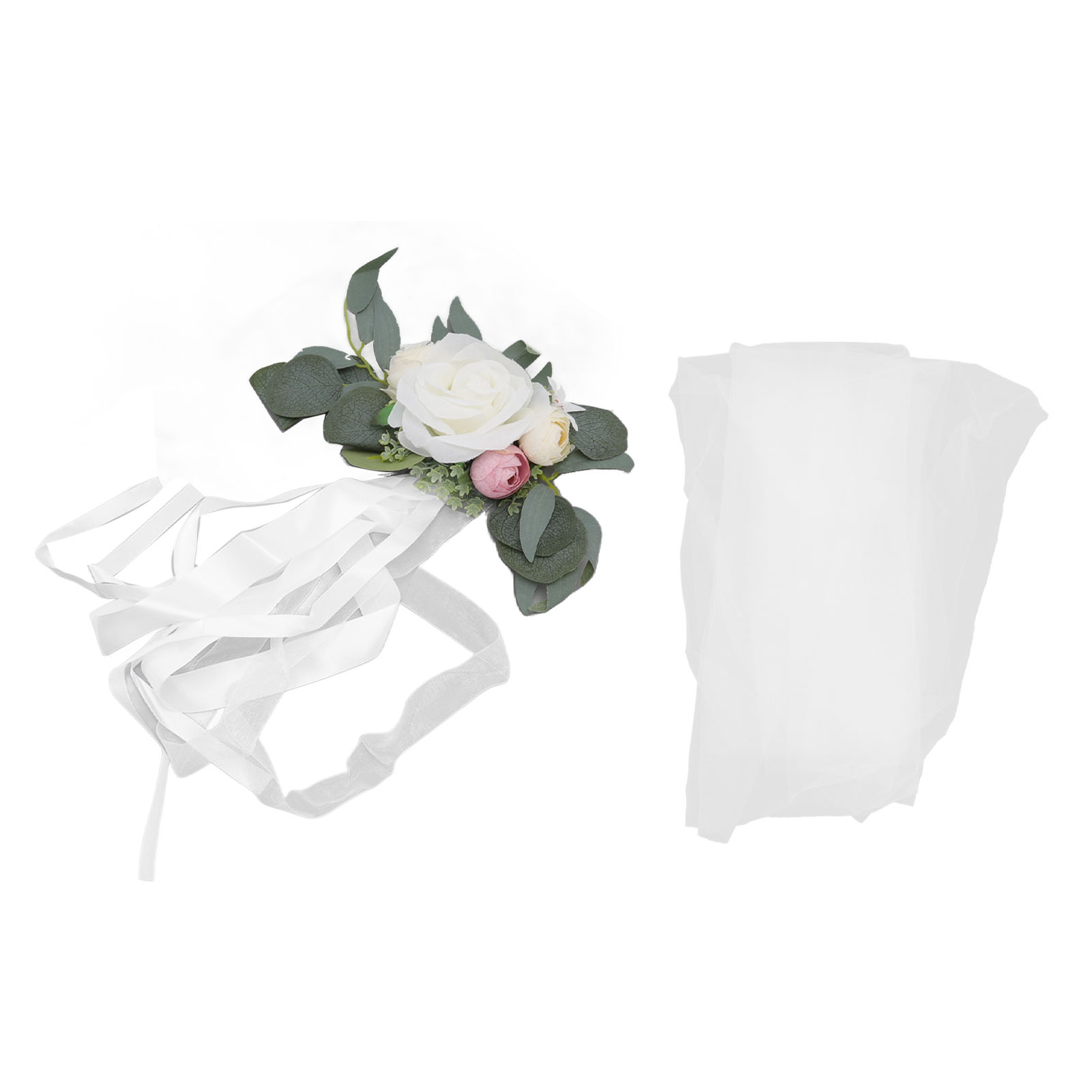 Stuhllehnenblumen, Schlichter Stil, Attraktiv, Dekorativ, Lebendig, Schön, Künstliche Blumen Mit Bändern Für Hochzeitsdekoration, Weiß