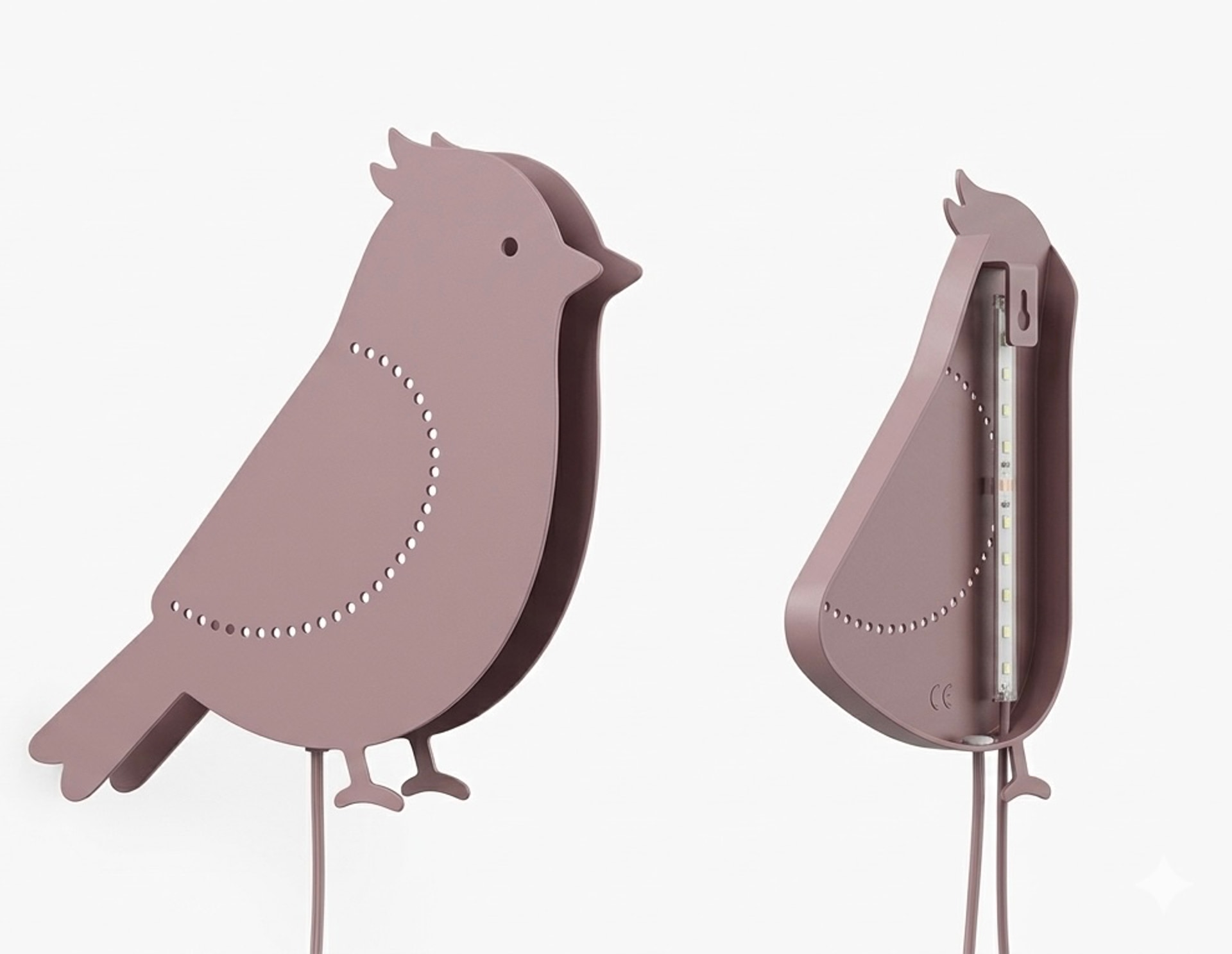 Roommate Wandlampe Vogel Metall Rosa