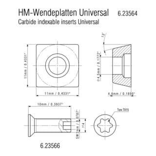 10 Hartmetall-Wendeplatten Universal (KFM/KFMPB 15-10F/ KFM 16-15F, PFM 17) (623564000)