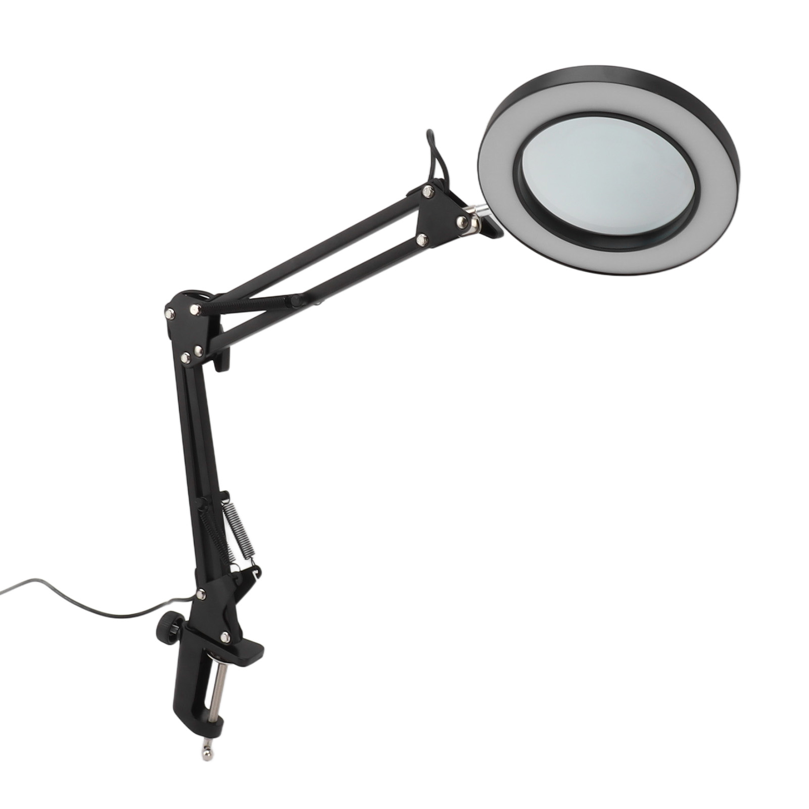 10-fache Vergrößerungslampe Mit Klemme, Schwarz, Verstellbarer Schwenkarm, 3 Farbmodi, Usb 5v, Stufenlos Dimmbar, Schreibtischlupe Aus Aluminiumlegierung