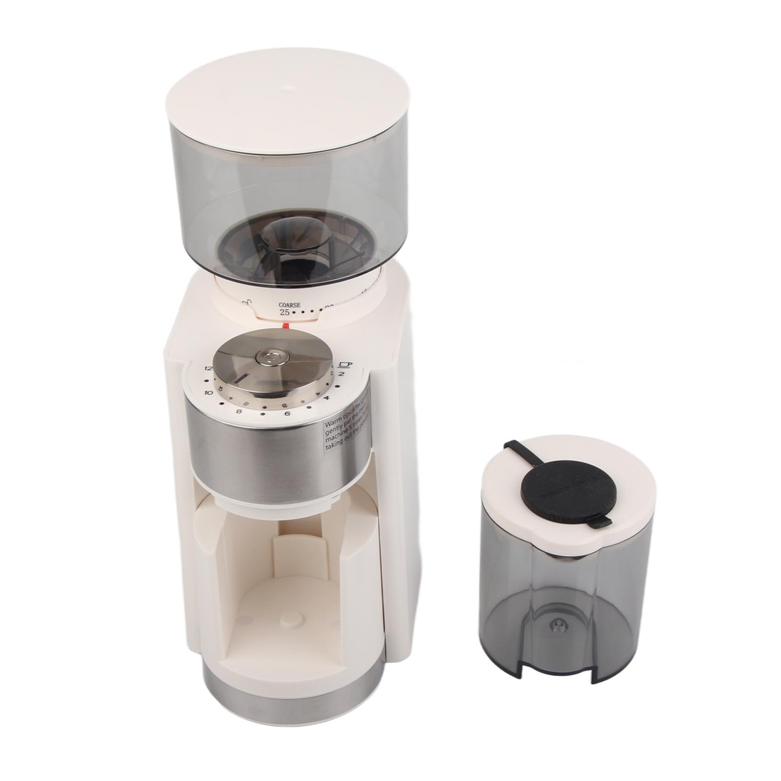 Elektrische Kaffeemühle Aus Edelstahl Mit Automatischem, Verstellbarem Mahlwerk Und 25 Mahlgradeinstellungen Für Filterkaffee Und French Press. Weiß, Eu-stecker, 220 V.