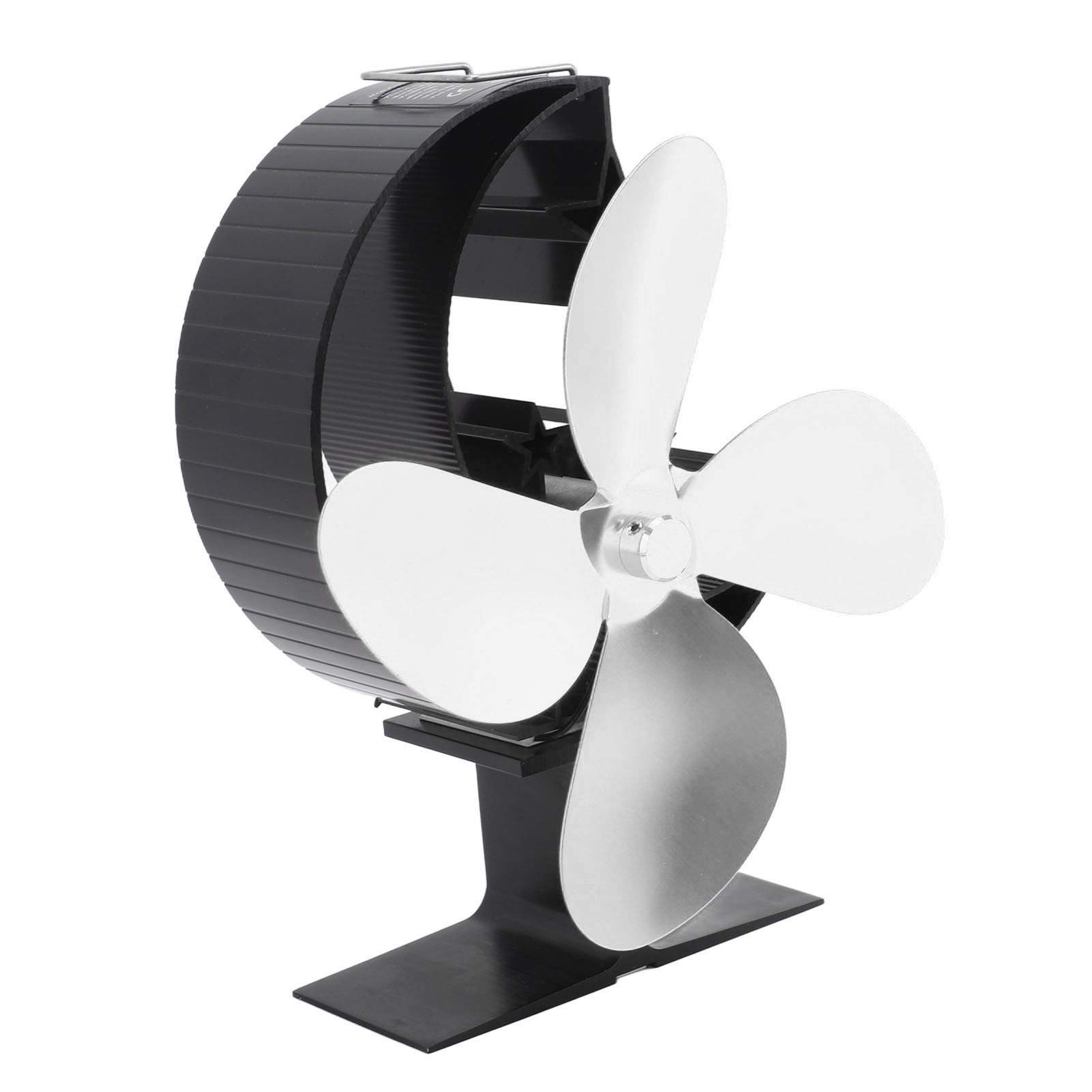 Kaminofenventilator Mit 4 Flügeln, Wärmebetrieben, Schnelle Luftzirkulation, Mond- Und Sternenmuster, Silberfarben, Ideal Für Camping Und Outdoor-aktivitäten