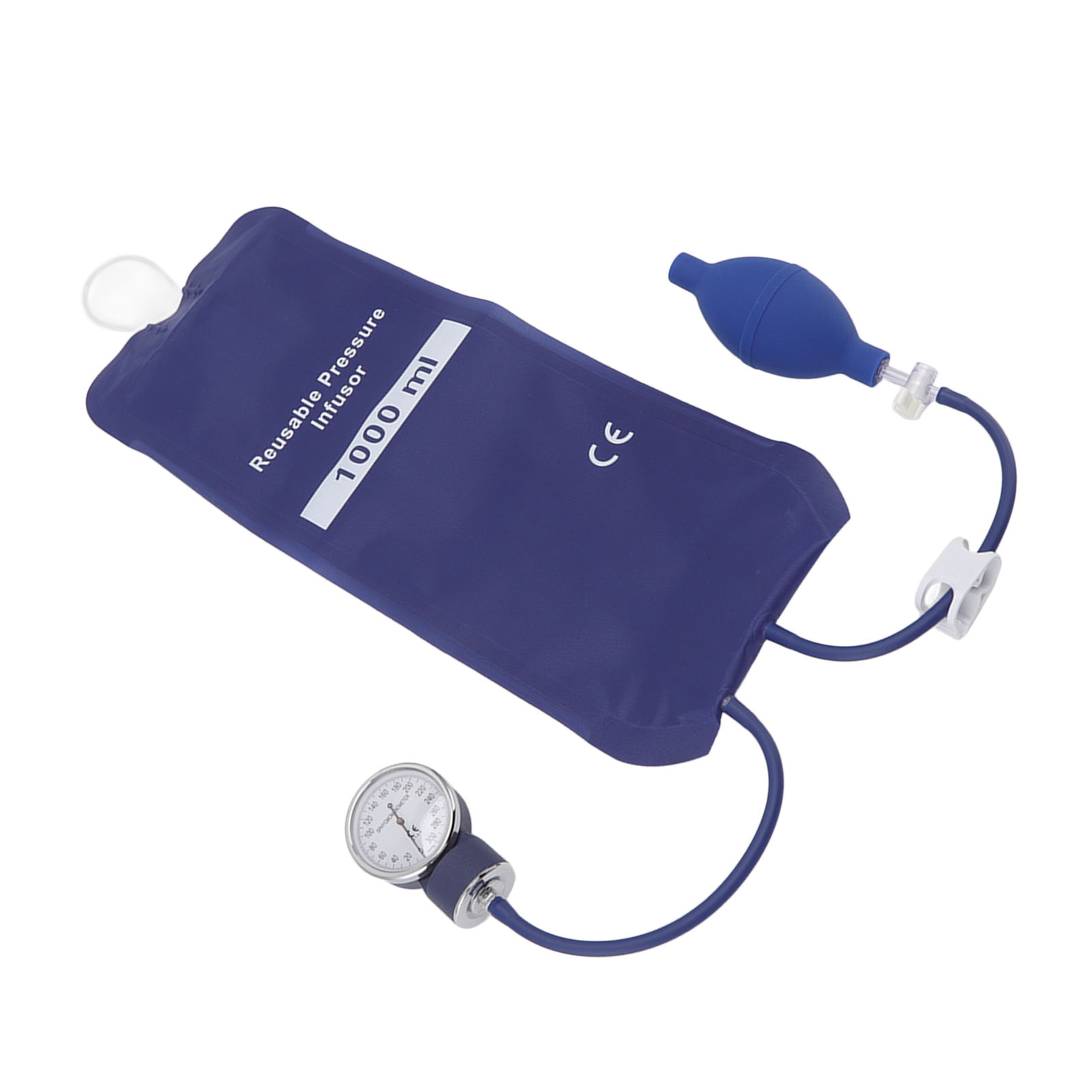 1000-ml-druckinfusionsbeutel Aus Tpu, Wiederverwendbar, Mit Goldenem Manometer, Blauer Medizinischer Druckbeutel Für Die Notfall-intensivstation Im Freien
