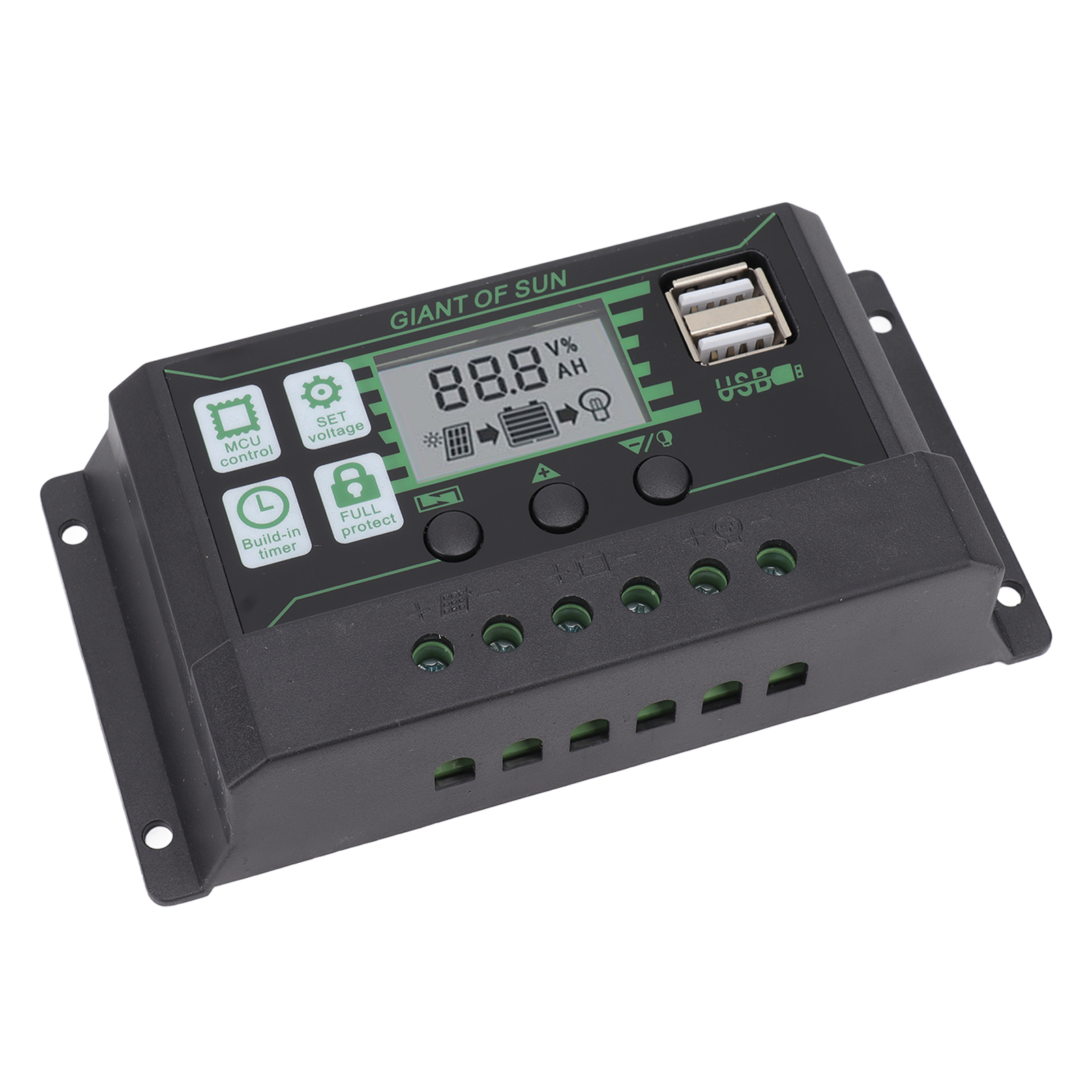 Solar-laderegler Mit Zwei Usb-anschlüssen, Automatischer Pwm-pv-panel-erkennung Und Industrieller Anwendung (5 V, 100 A)