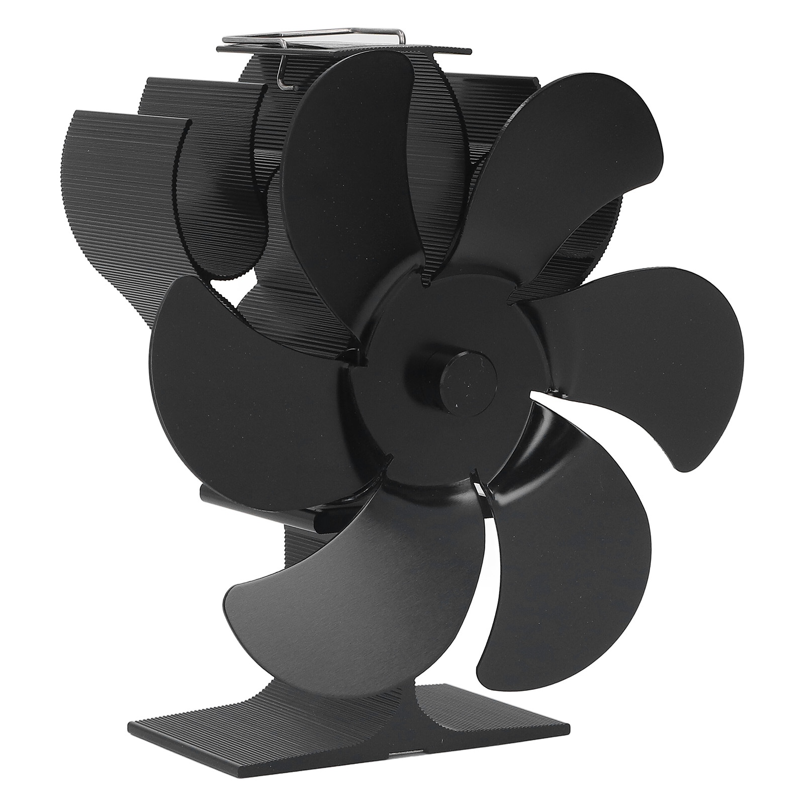 6-flügeliger, Hitzebetriebener Ofenventilator, Hochtemperaturbeständig, Selbststartend, Für Holzöfen Und Kamine, Schwarz, Durchmesser 152 Mm