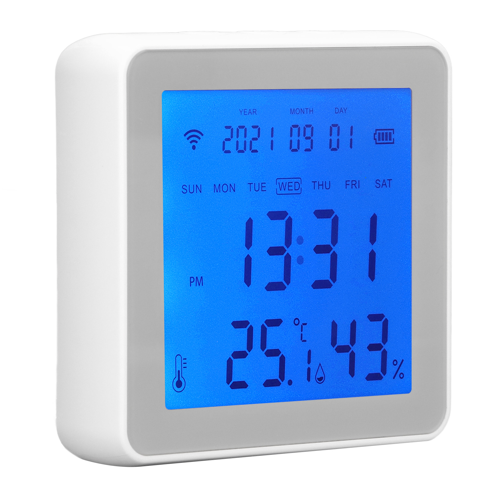 Temperatur- Und Feuchtigkeitsmonitor, Sprachsteuerung, Hintergrundbeleuchtung, Wecker, Intelligenter Digitaler Feuchtigkeitssensor Für Tuya