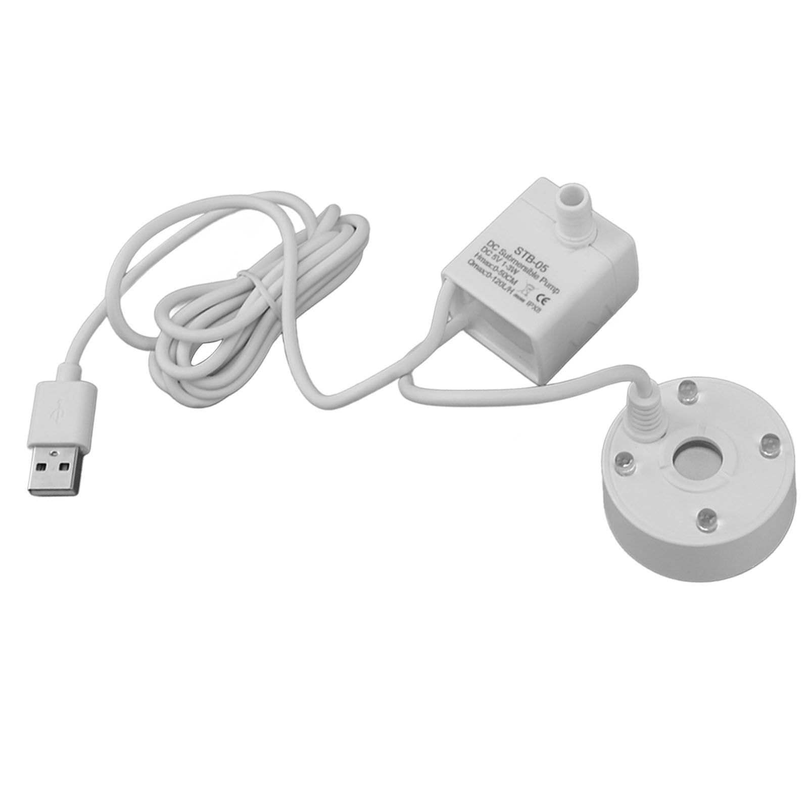 Usb-nebelmaschine Mit Pumpe, Led-beleuchtung, Zerstäuber Und Luftbefeuchter (5 V) Für Teich, Garten Und Büro (weiß)