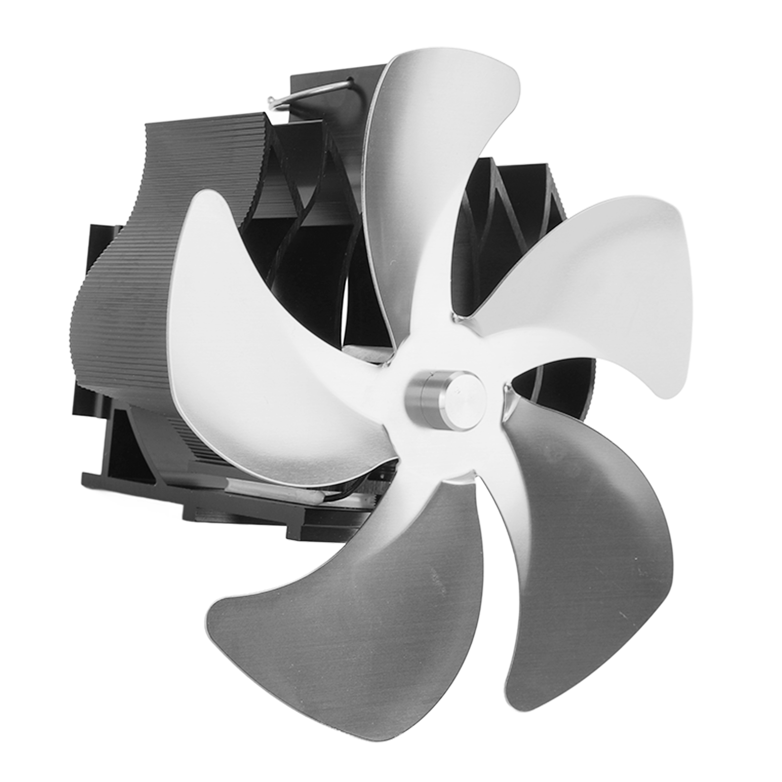 5-blatt-ofenlüfter Aus Aluminiumlegierung, Geräuschlos, Wandhängend, Thermisch Betrieben, Für Holz- Und Petroleumöfen, Silberfarben