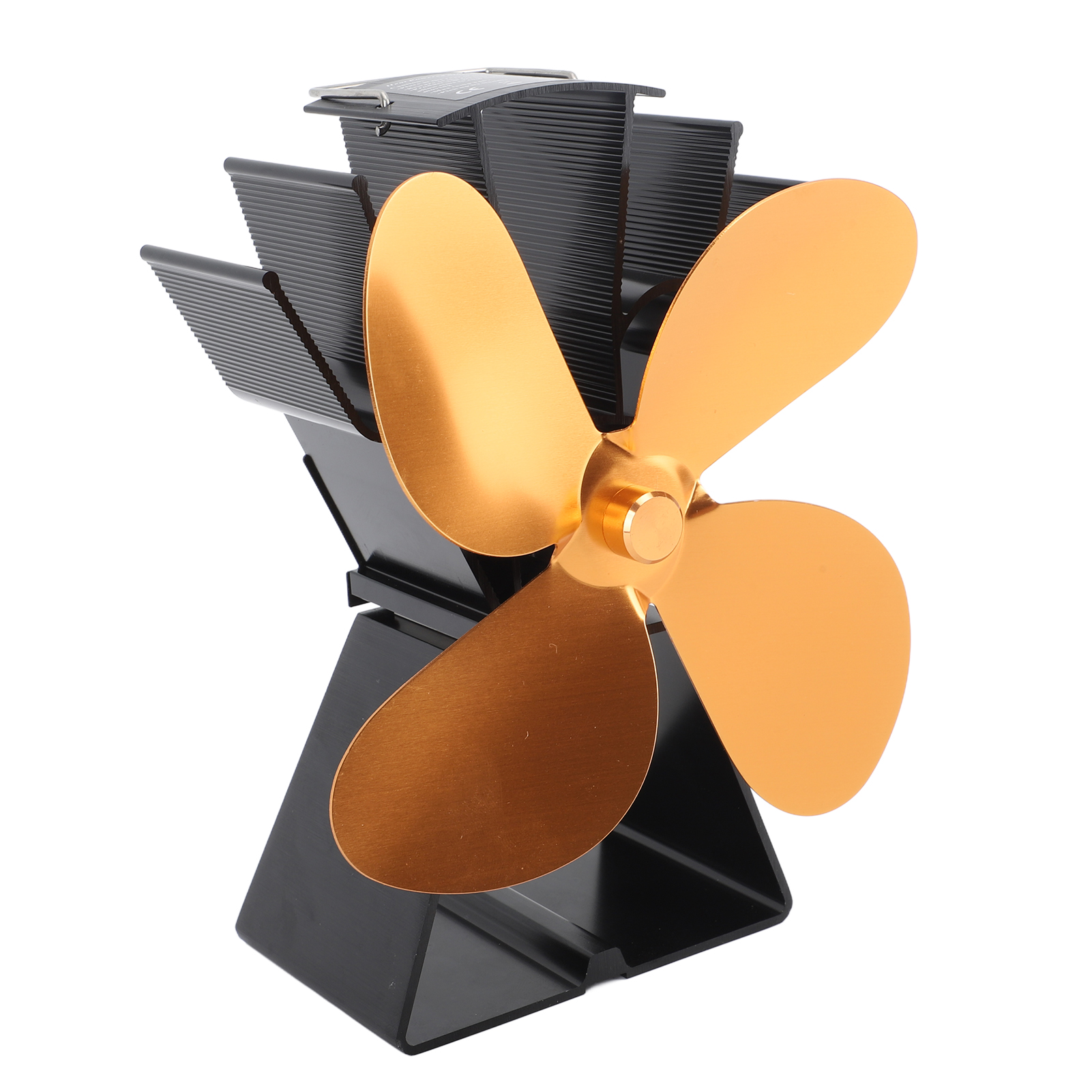 Kaminventilator, 4-flügelig, Vertikal, Trapezförmig, Thermoelektrisch Betrieben, Für Holzöfen, Gold