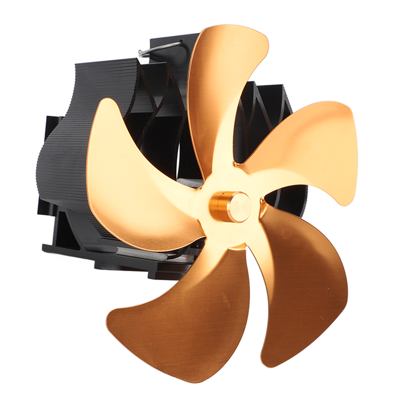 5-blatt-ofenventilator Aus Aluminiumlegierung, Geräuschlos, Wandhängend, Thermisch Betrieben, Für Holz- Und Petroleumöfen, Gold