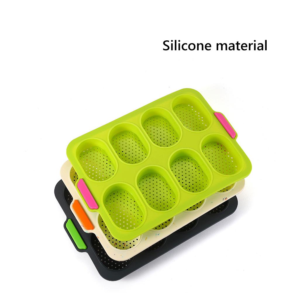 Silikonform Mit 8 Mulden, Oval, Perforiert, Diy-kuchenbackform, Küchenbackwerkzeug, Grau
