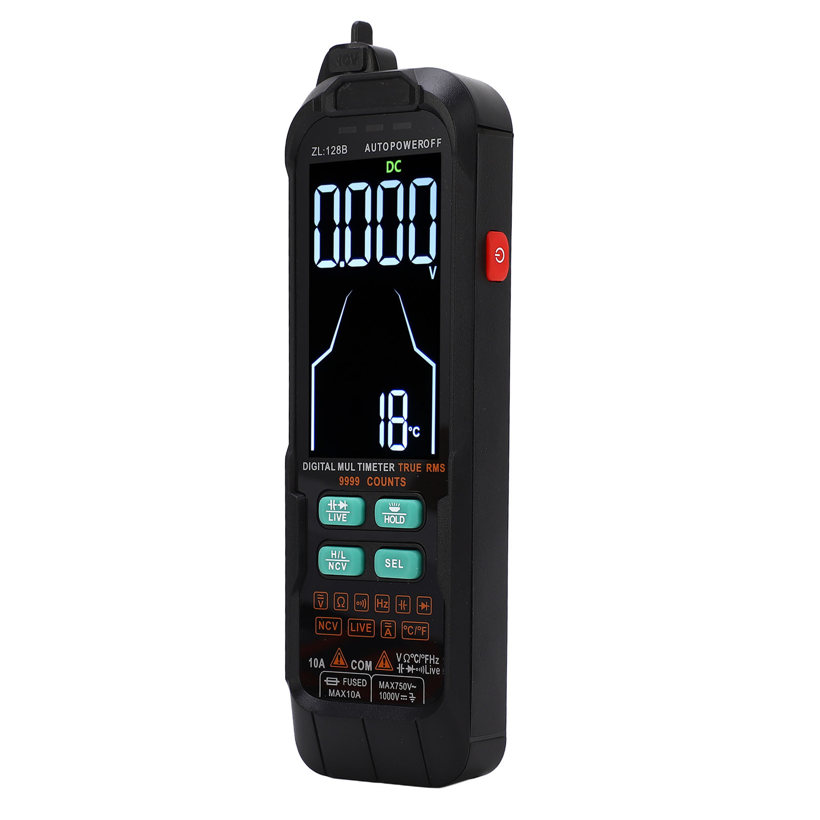 Digitales Multimeter, Tragbar, Großes Display Mit Hintergrundbeleuchtung, 1000 Mah Akku, Strom- Und Spannungsmessung 0–1000 V