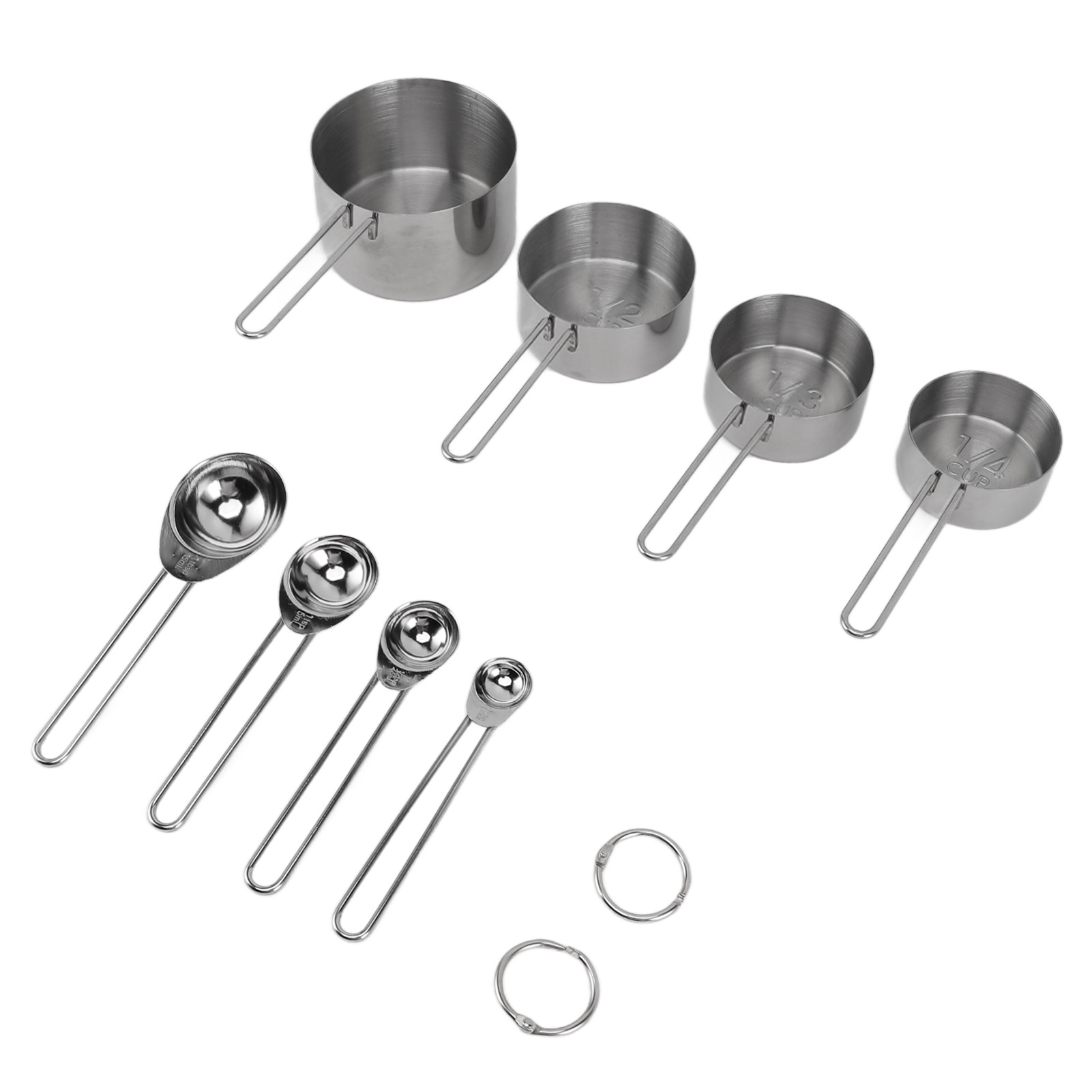 8-teiliges Set Stapelbarer Messbecher Und -löffel Aus Edelstahl Mit Griffen – Ideal Zum Kochen Und Backen