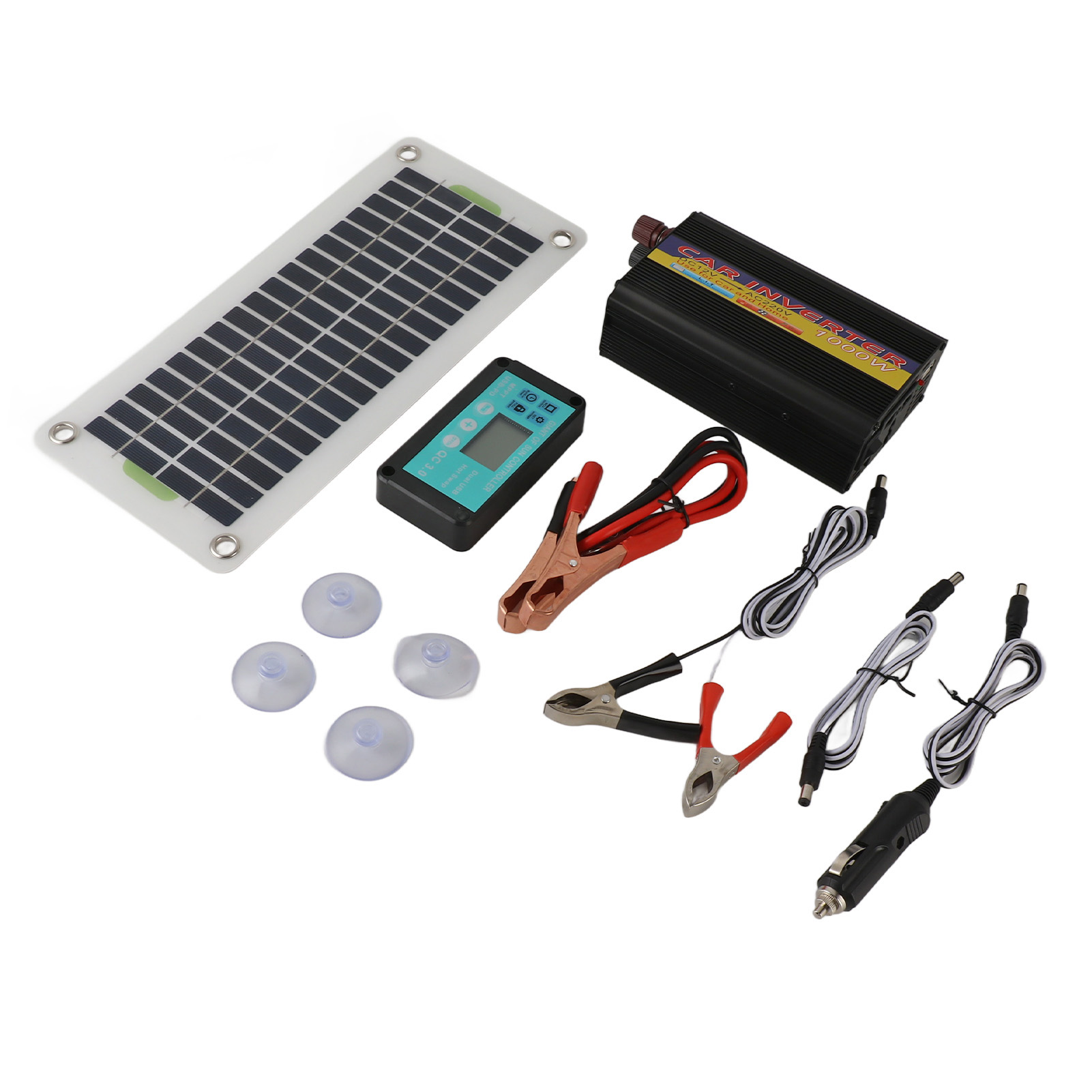 30-w-polykristallin-silizium-solarmodul-set Mit Mppt-laderegler (dc 12 V Auf Ac 220 V) Und 1000-w-wechselrichter