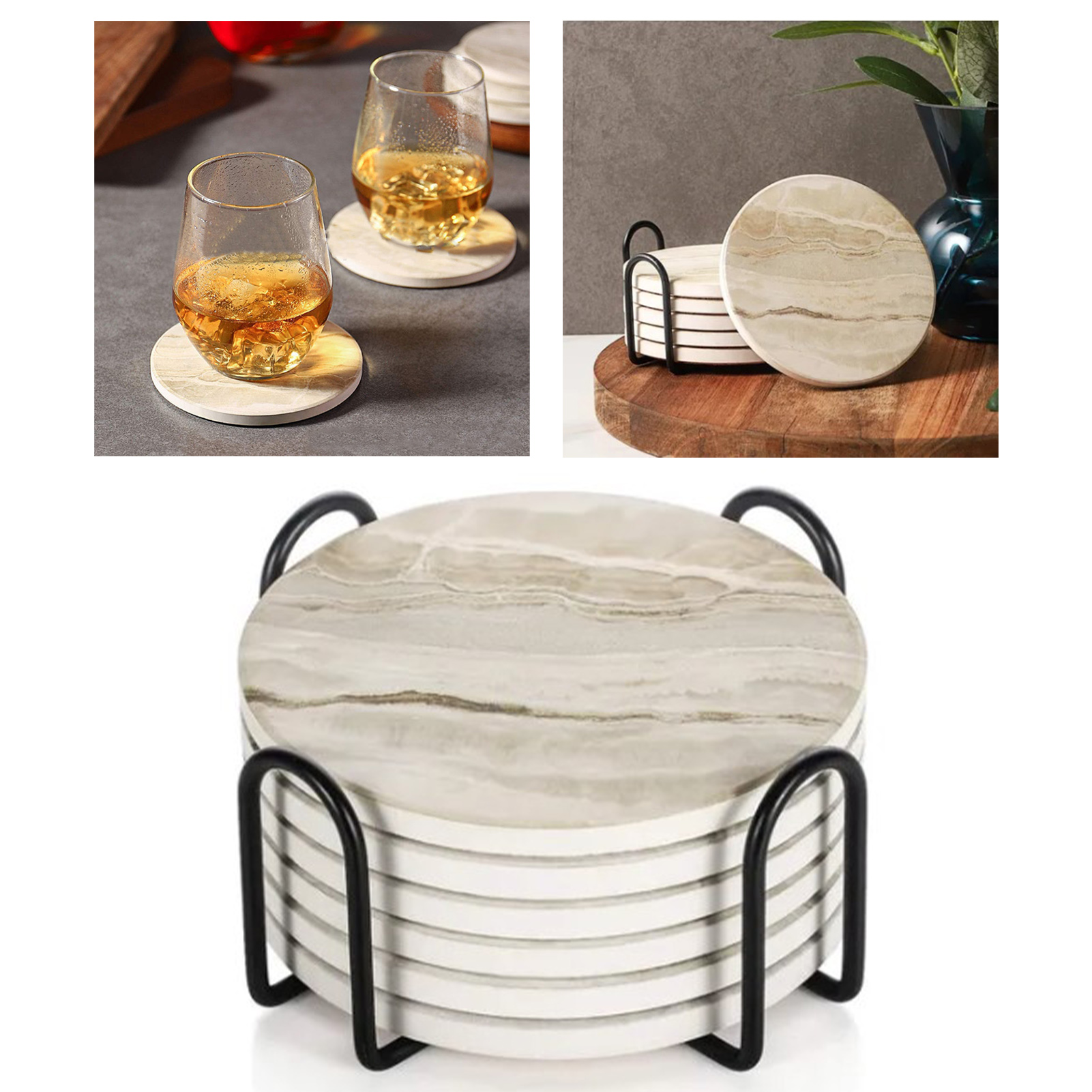 6er-set Keramik-isolierpads Mit Halterung, Strukturierte Oberfläche, Hohe Wasseraufnahme, Für Kaffeetassen Und Weingläser