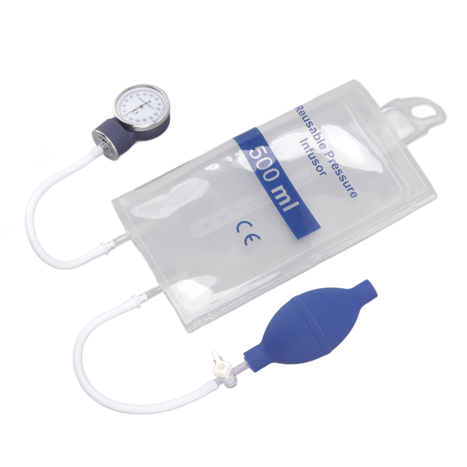 500-ml-druckinfusionsbeutel, Transparenter Flüssigkeitsdruckinfusionsbeutel Mit Metallmanometer Für Die Erste Hilfe