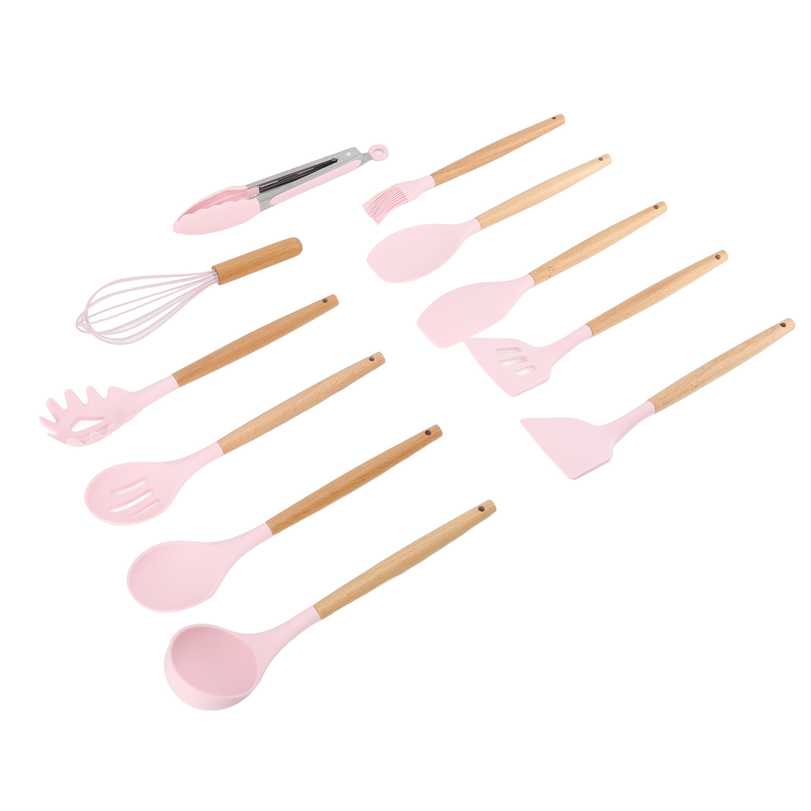 11-teiliges Küchenhelfer-set, Hitzebeständig, Nahtlos, Antihaftbeschichtet, Angenehme Haptik, Inklusive Pfannenwender-set Für Zuhause, Rosa