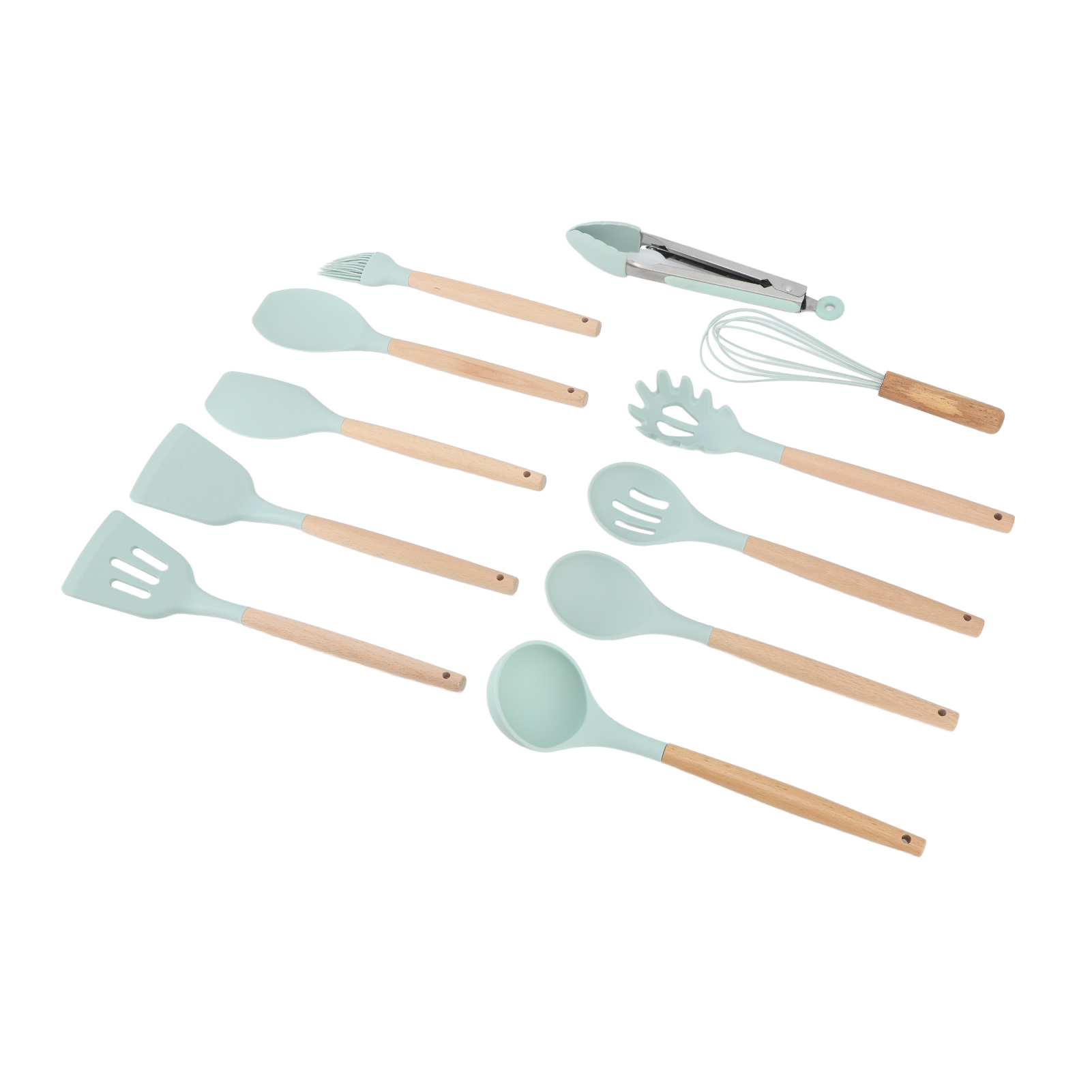 11-teiliges Küchenhelfer-set, Hitzebeständig, Nahtlos, Antihaftbeschichtet, Angenehm In Der Handhabung, Inklusive Pfannenwender-set, Hellgrün