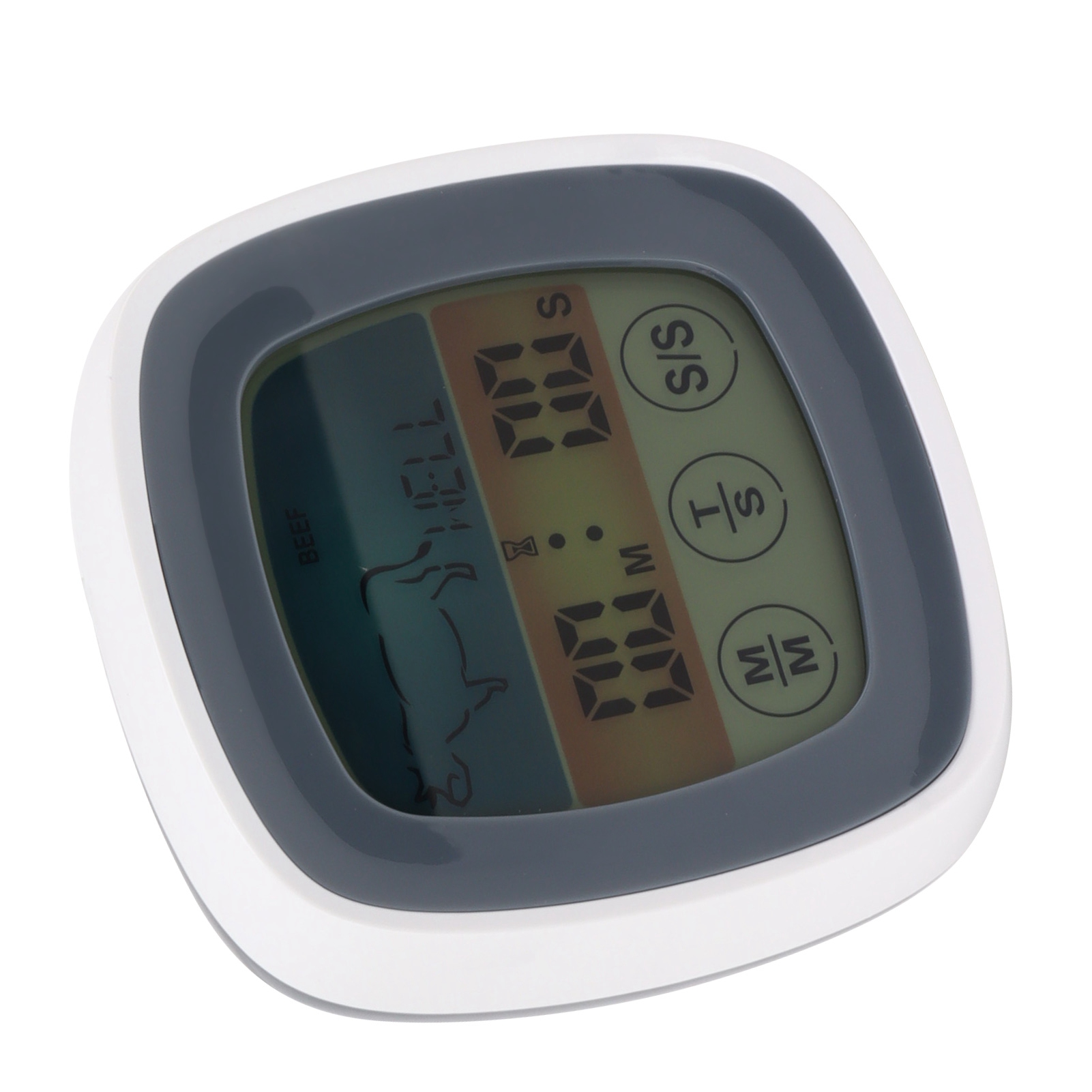 Lebensmittelthermometer Mit Touch-funktion, Digitales Display, Timer, Grillthermometer, Grau Mit Weißem Mittelrahmen