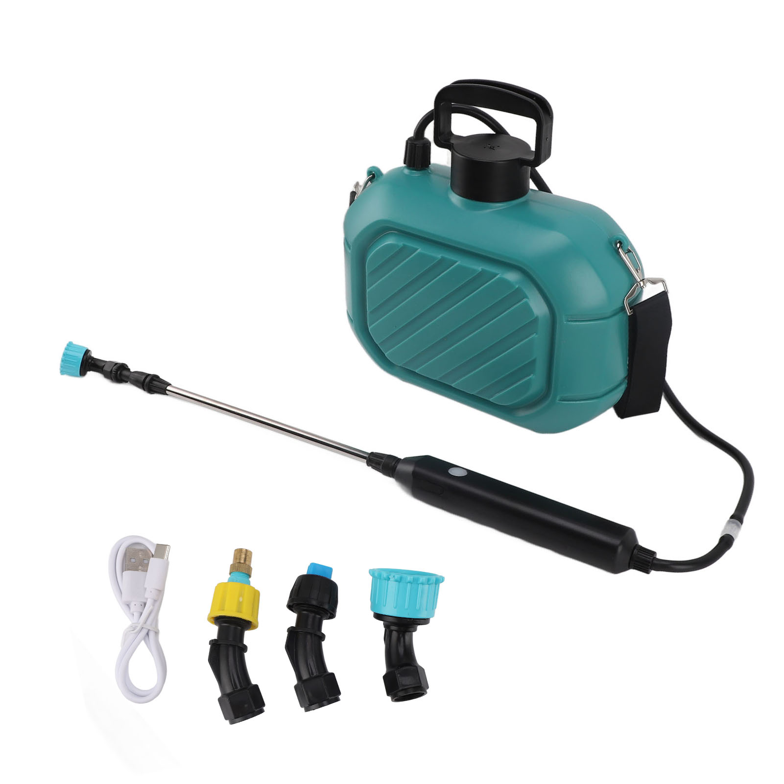Akkubetriebene Gartenspritze 5l, Wiederaufladbar, Tragbar, Elektrisch, Mit Teleskopstange Und Schultergurt, Für Haus Und Rasen, Blau