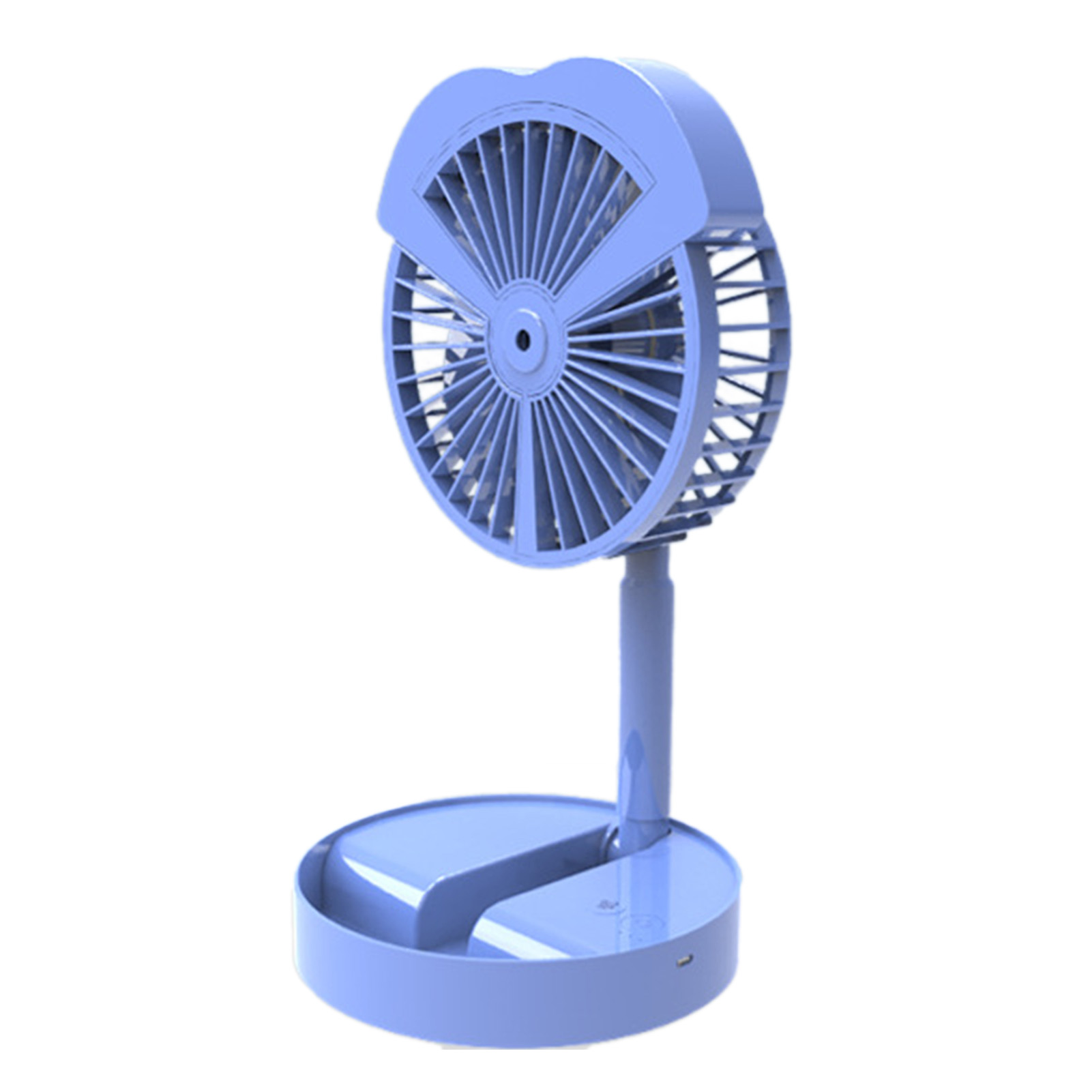 Mini-elektroventilator Mit 3 Windgeschwindigkeiten, Bürstenlosem Motor, Tischventilator Mit Sprühfunktion, Usb-ladeanschluss, Blau