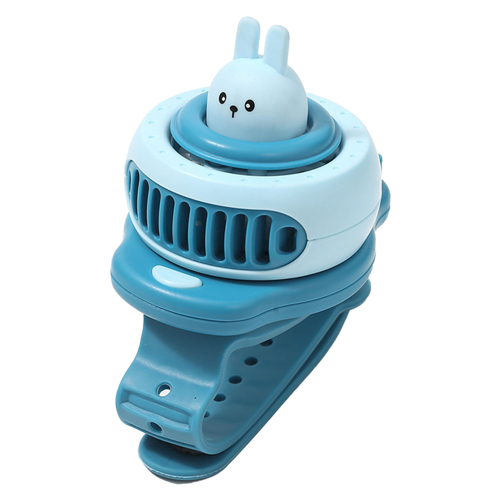 Innovativer Cartoon-kinderuhr-ventilator Mit Usb-anschluss, Tragbar, Klein, Mini-handring-ventilator, Blau
