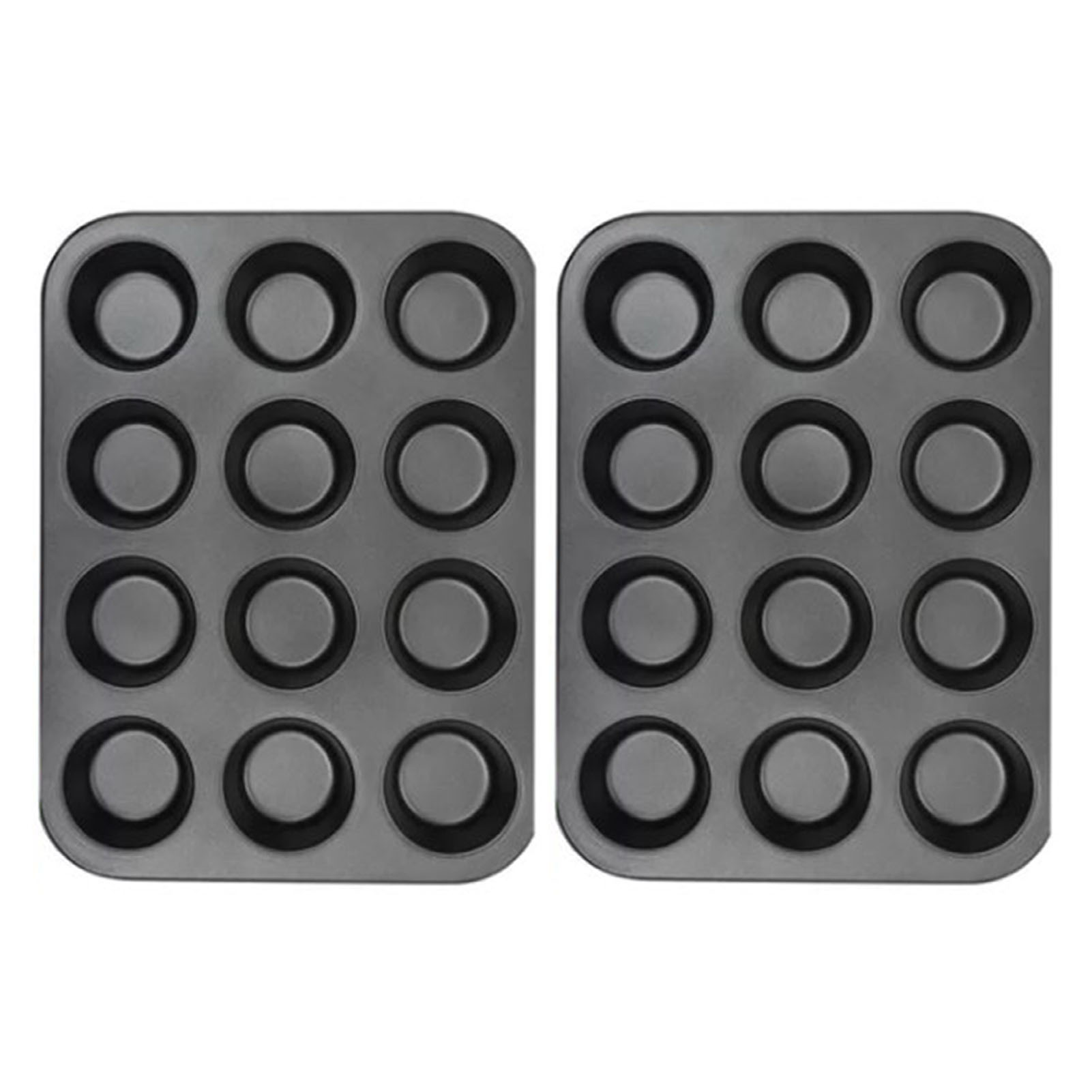 Stück 12er-muffinform Aus Kohlenstoffstahl, Ptfe-beschichtet, Leicht Zu Lösen, Schnelle Reinigung, Grau, Für Die Küche