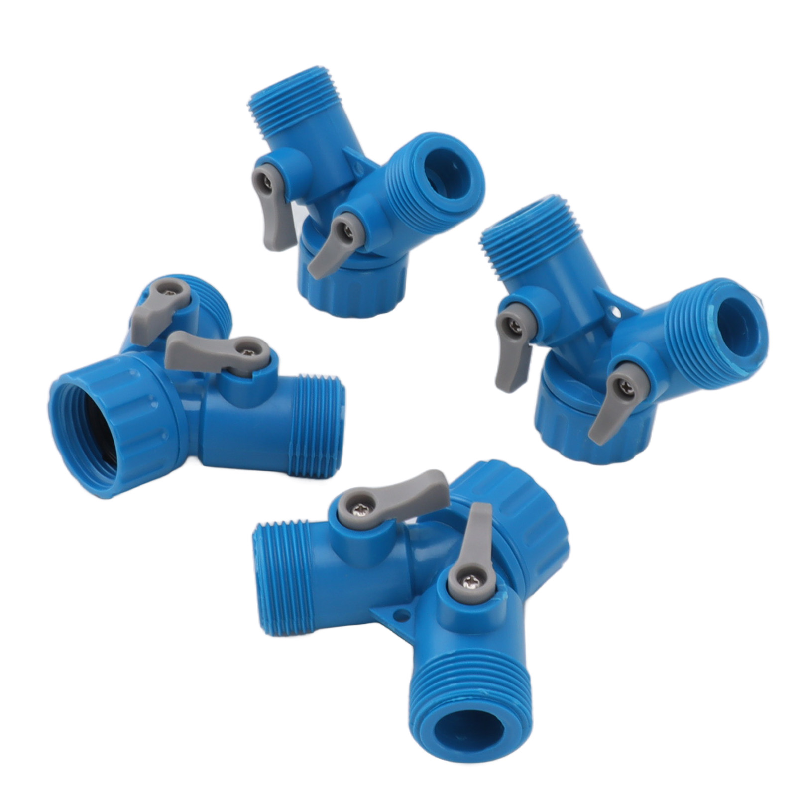 Y-verteiler, 2-wege-schlauchverbinder Mit 2 Ventilen Für Gartenschlauchanschluss, Eu-standard, 4 Stück, Blau