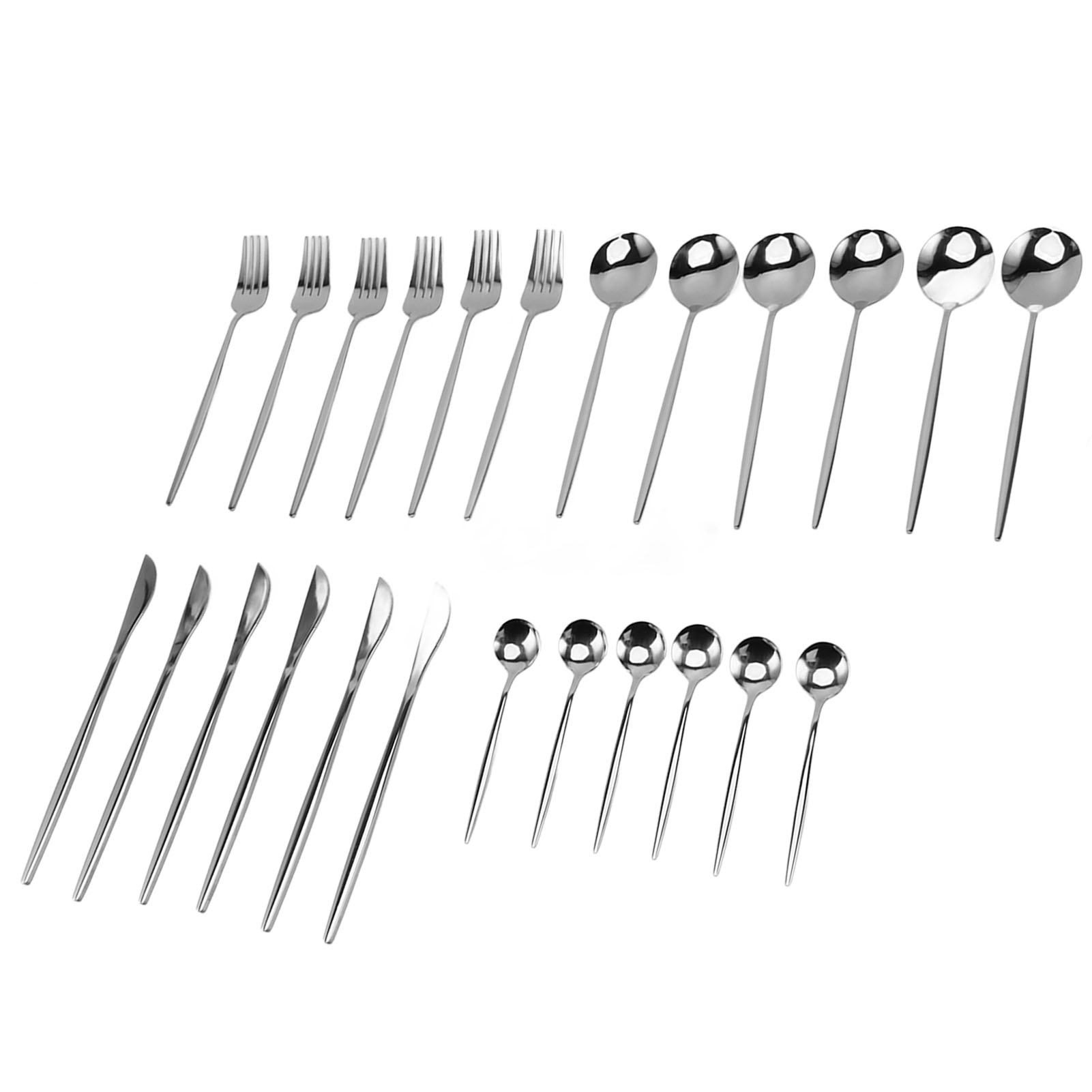 Küchenbesteck-set Aus Edelstahl, Bestehend Aus Messer, Gabel Und Löffel, Spülmaschinenfest, Silberfarben