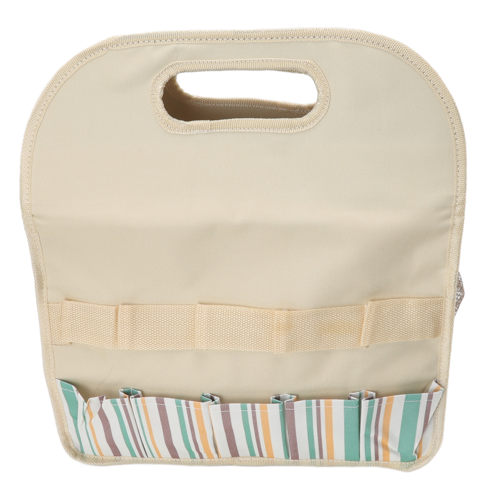 Gartengerätetasche, Großes Fassungsvermögen, 600d Oxford-gewebe, Pe-platte, Beige Mit Farbigen Streifen