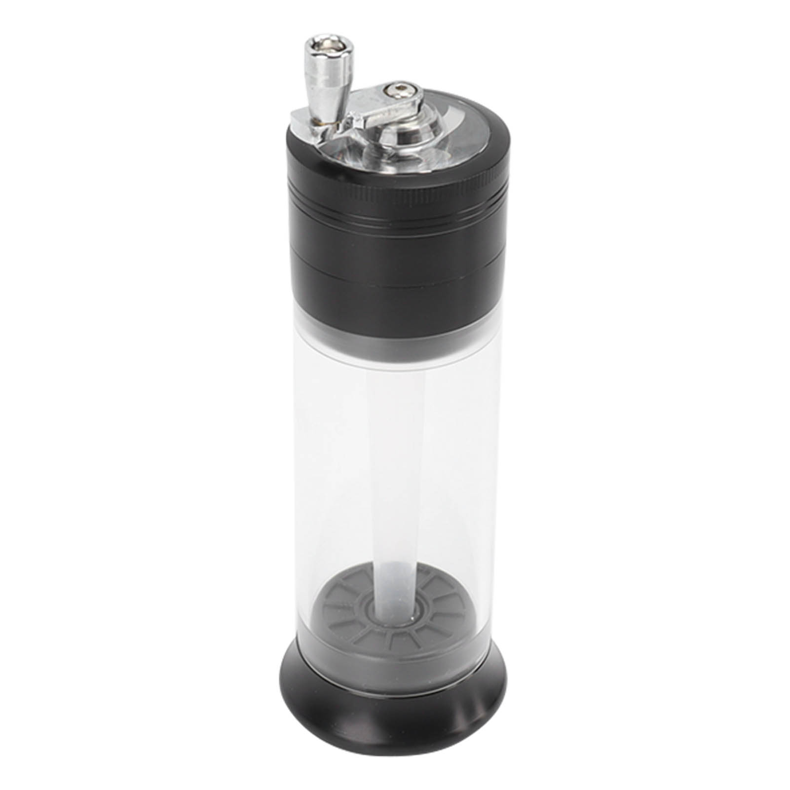 Manuelle Gewürzmühle (50 Mm), 4-lagig, Kegelfüller, Transparenter Behälter, Druckknopf, Handmühle Für Zuhause Und Unterwegs, Schwarz