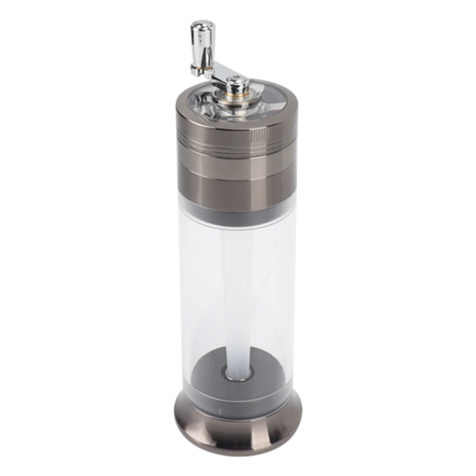 Manuelle Gewürzmühle, 50 Mm, 4-lagig, Mit Kegelfüllsystem, Transparentem Behälter Und Druckknopf, Ideal Für Zuhause Und Unterwegs, Gunmetal-grau