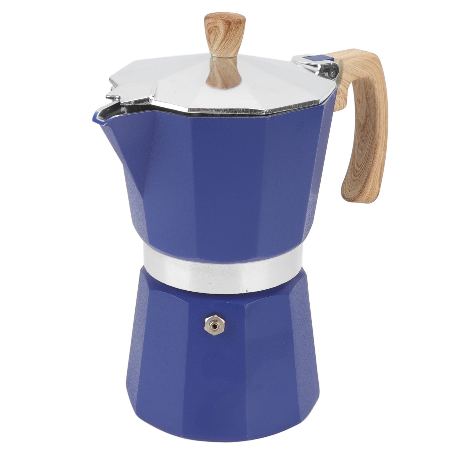 Espressokanne Aus Aluminium, Achteckig, Mokka-form, Ideal Für Zuhause Und Büro, Blau, 6 Tassen (300 Ml)