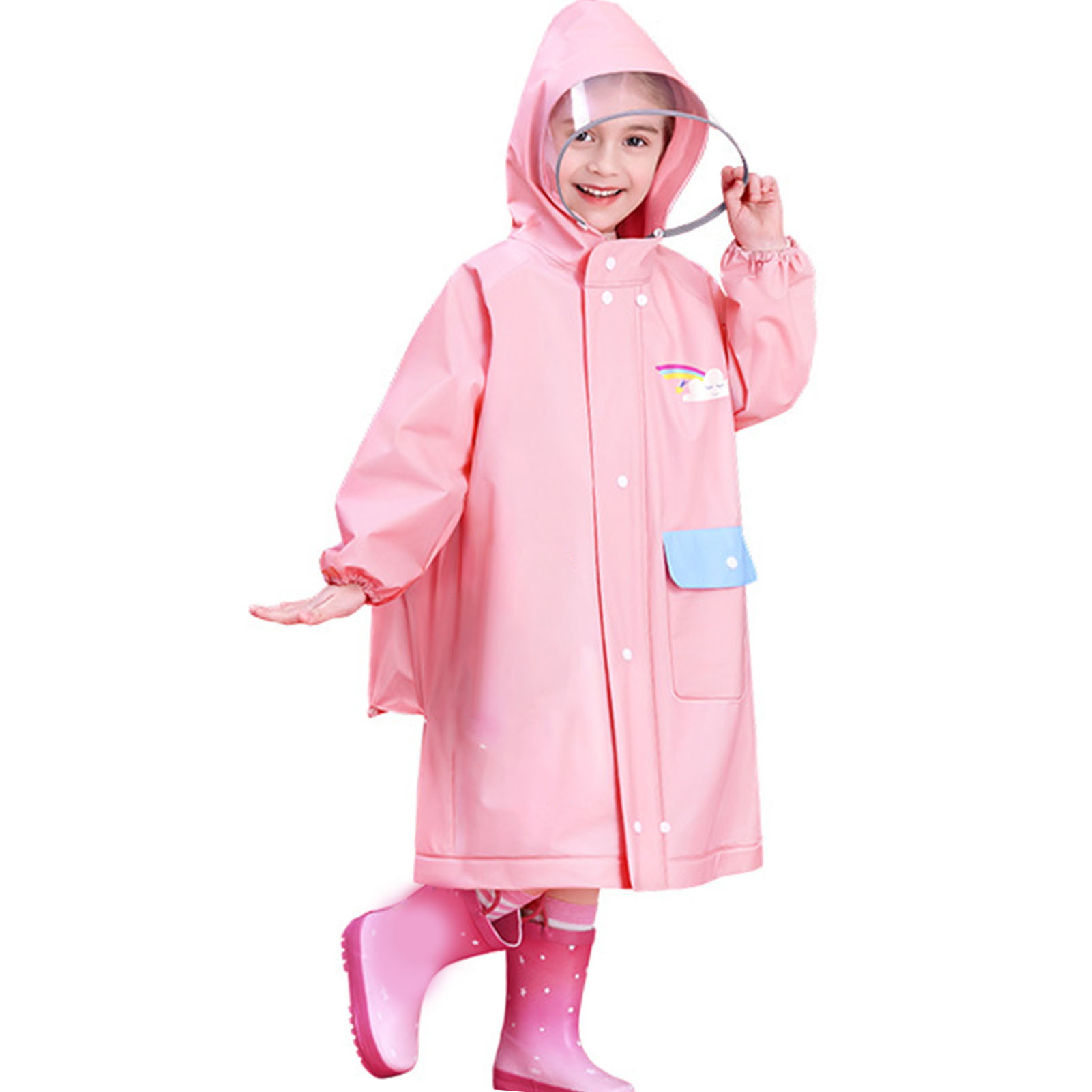 Regencapes Für Kinder Mit Wiederverwendbarer Schultaschenhülle Und Druckknöpfen, Ideal Für Outdoor-aktivitäten.