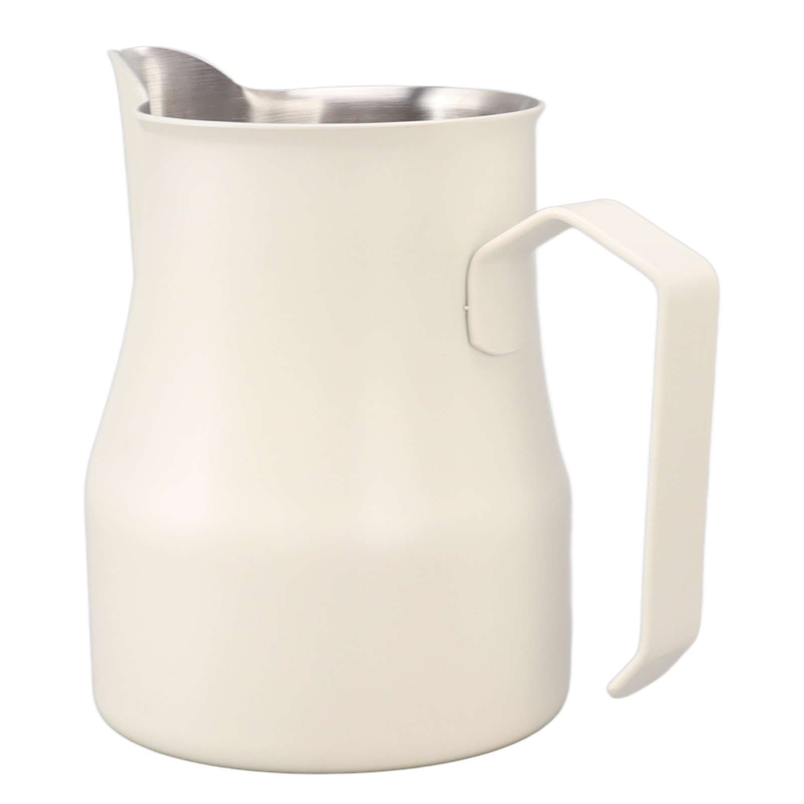 Milchkännchen Aus Edelstahl 304 Mit Ausgießer Und Skala, Ideal Für Kaffee, Latte Macchiato Und Büro, Mattweiß, 550 Ml