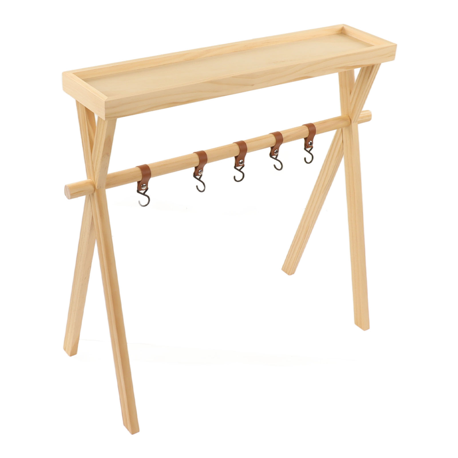 Klappbarer Strandtisch Im Retro-stil, Tragbarer Grilltisch Aus Massivholz Mit Ablagefläche Und Kleiderhaken Für Garten Und Terrasse, Stil 1