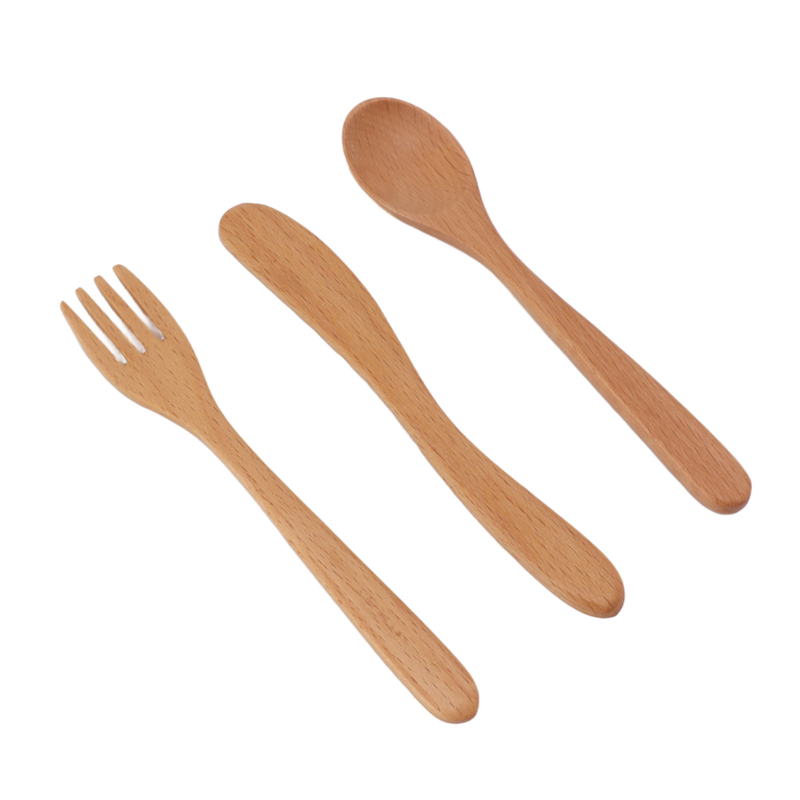 Japanisches Küchenbesteck-set Aus Dickem, Robustem Buchenholz, Bestehend Aus Löffel, Gabel Und Messer, Für Die Heimische Küche