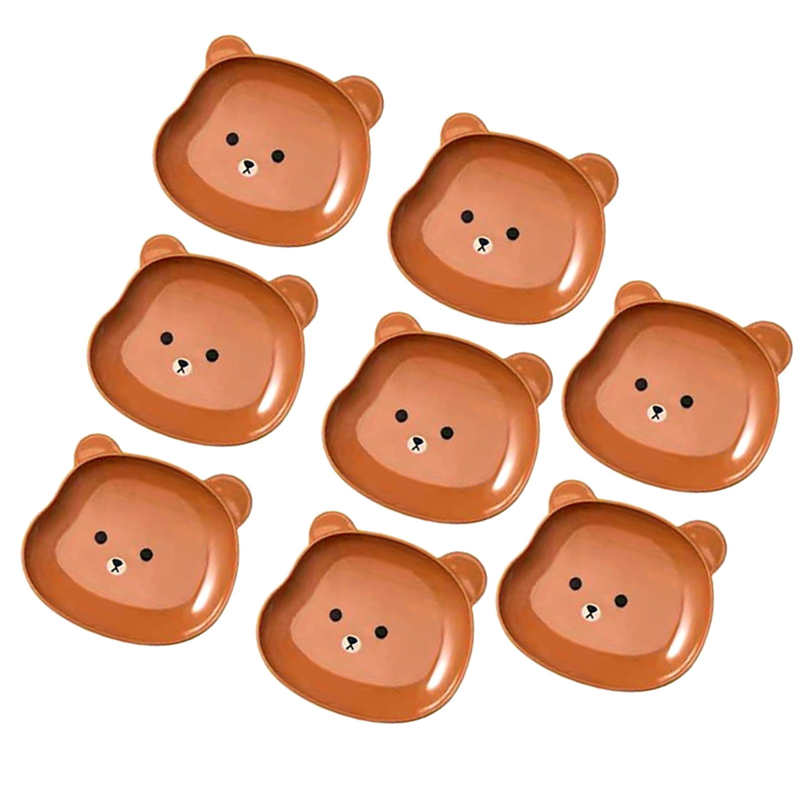 8-teiliges Saucenschälchen-set Im Niedlichen Bären-design Mit Glatten, Leuchtenden Farben. Ideal Als Vorspeisenteller Für Partys, Abendessen Oder Cafés. Braun, 8-teilig Mit Halter.